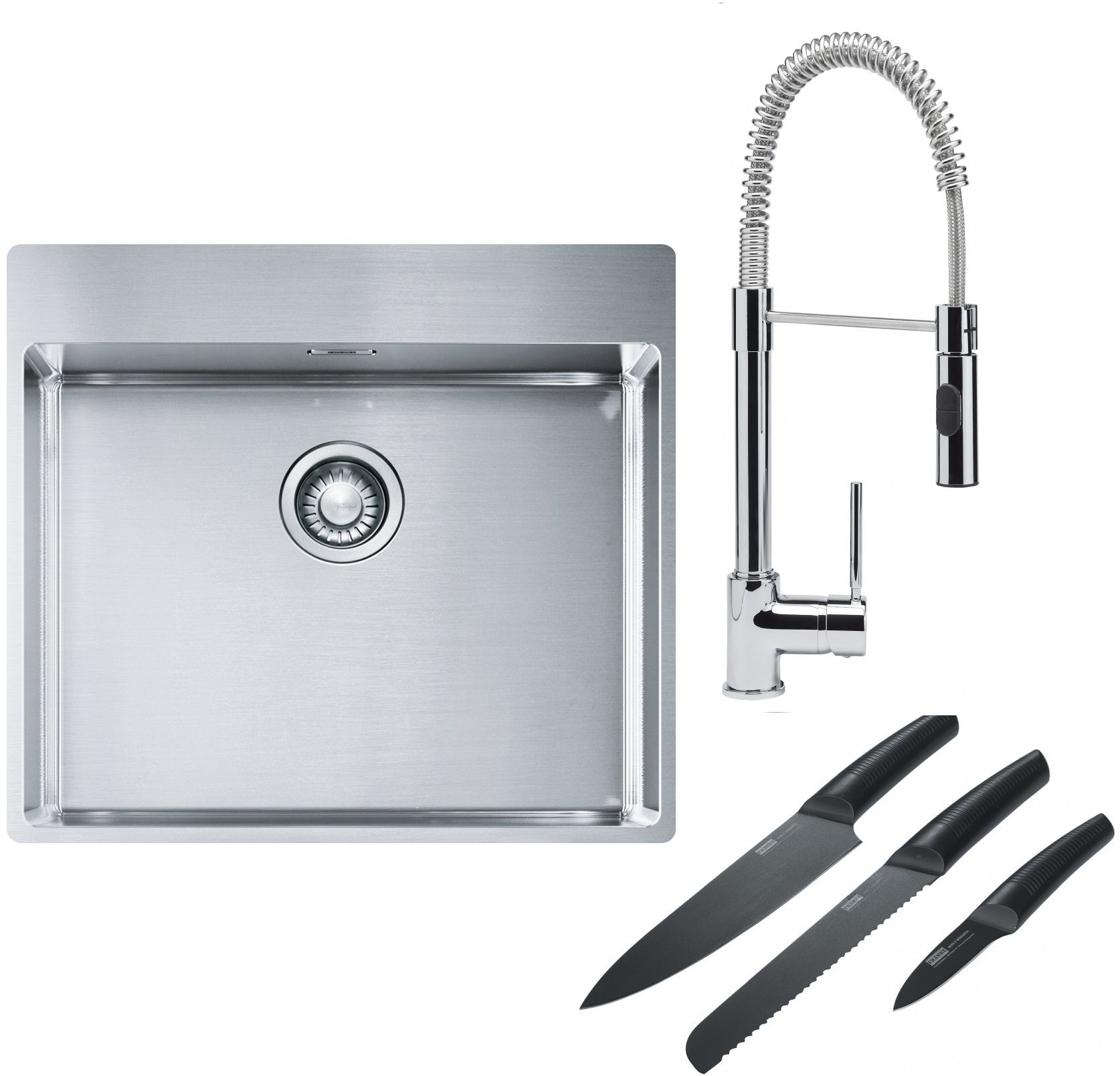 Súprava nerezový drez Franke Box 127.0369.295, kuchynská batéria Franke Coxy 115.0159.732