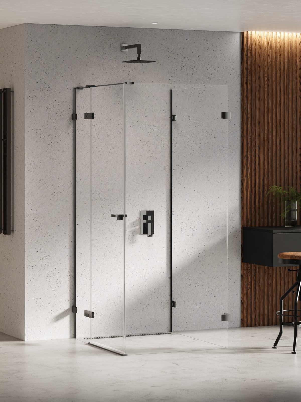 New Trendy Eventa Black Chrome sprchovací kút 100x80 cm štvorcová čierna lesklé/priehľadné sklo EXK-6284