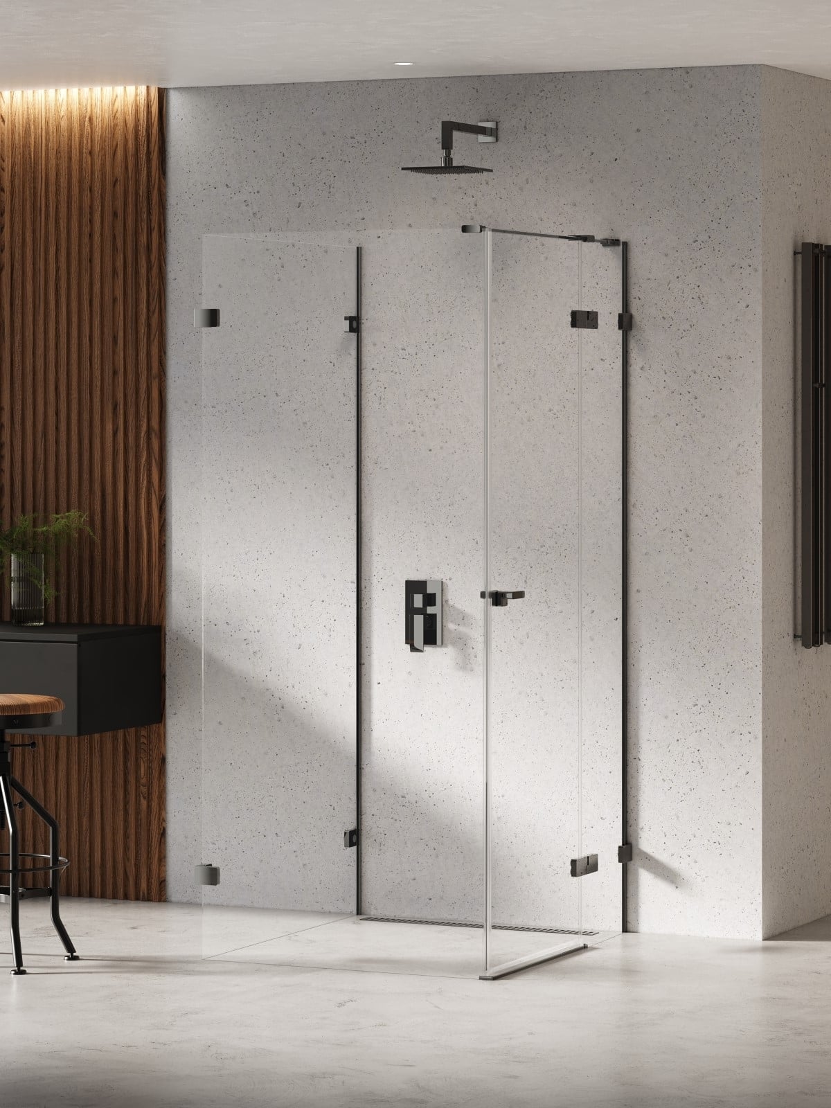 New Trendy Eventa Black Chrome sprchovací kút 100x80 cm štvorcová čierna lesklé/priehľadné sklo EXK-6285