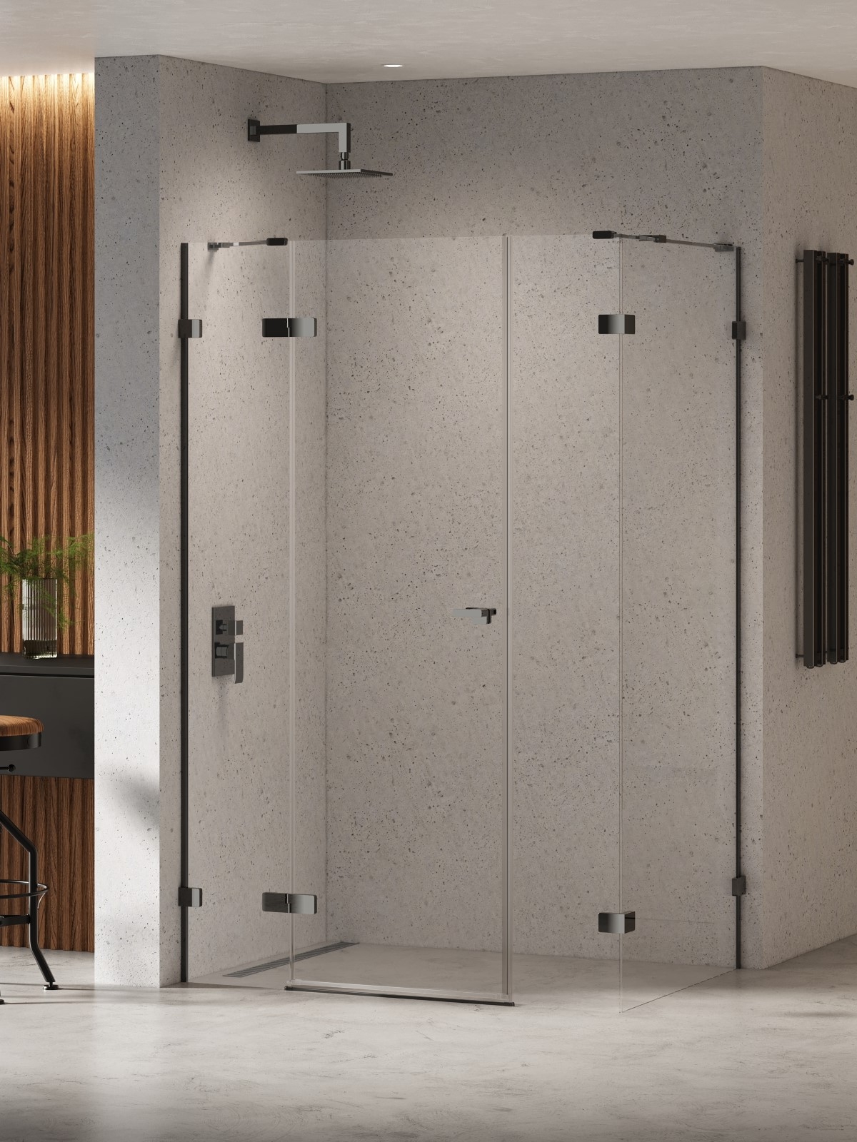 New Trendy Eventa Black Chrome sprchovací kút 130x80 cm štvorcová čierna lesklé/priehľadné sklo EXK-6232