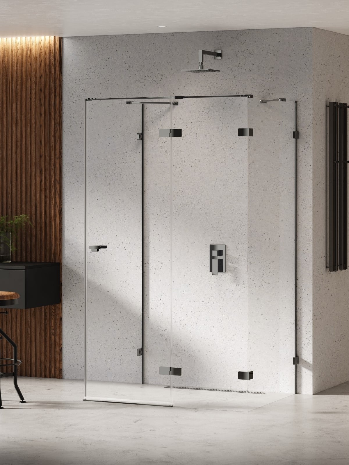 New Trendy Eventa Black Chrome sprchovací kút 100x80 cm štvorcová čierna lesklé/priehľadné sklo EXK-6253
