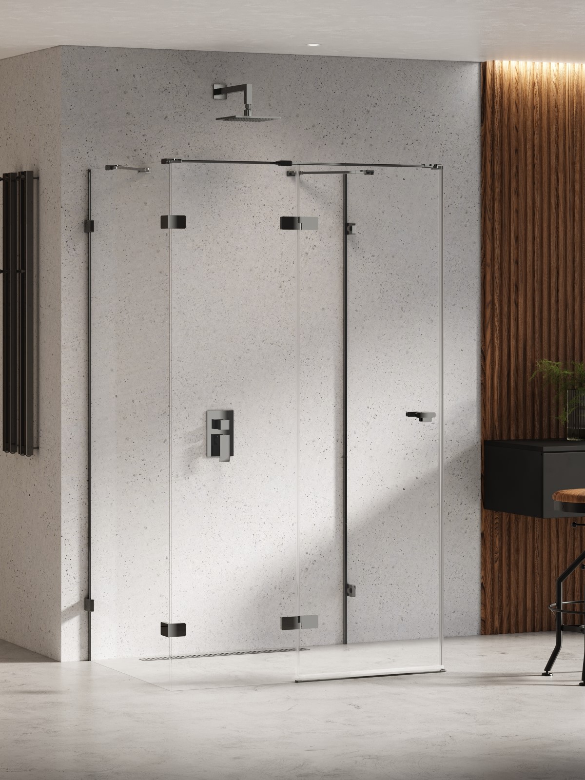 New Trendy Eventa Black Chrome sprchovací kút 120x90 cm štvorcová čierna lesklé/priehľadné sklo EXK-6268