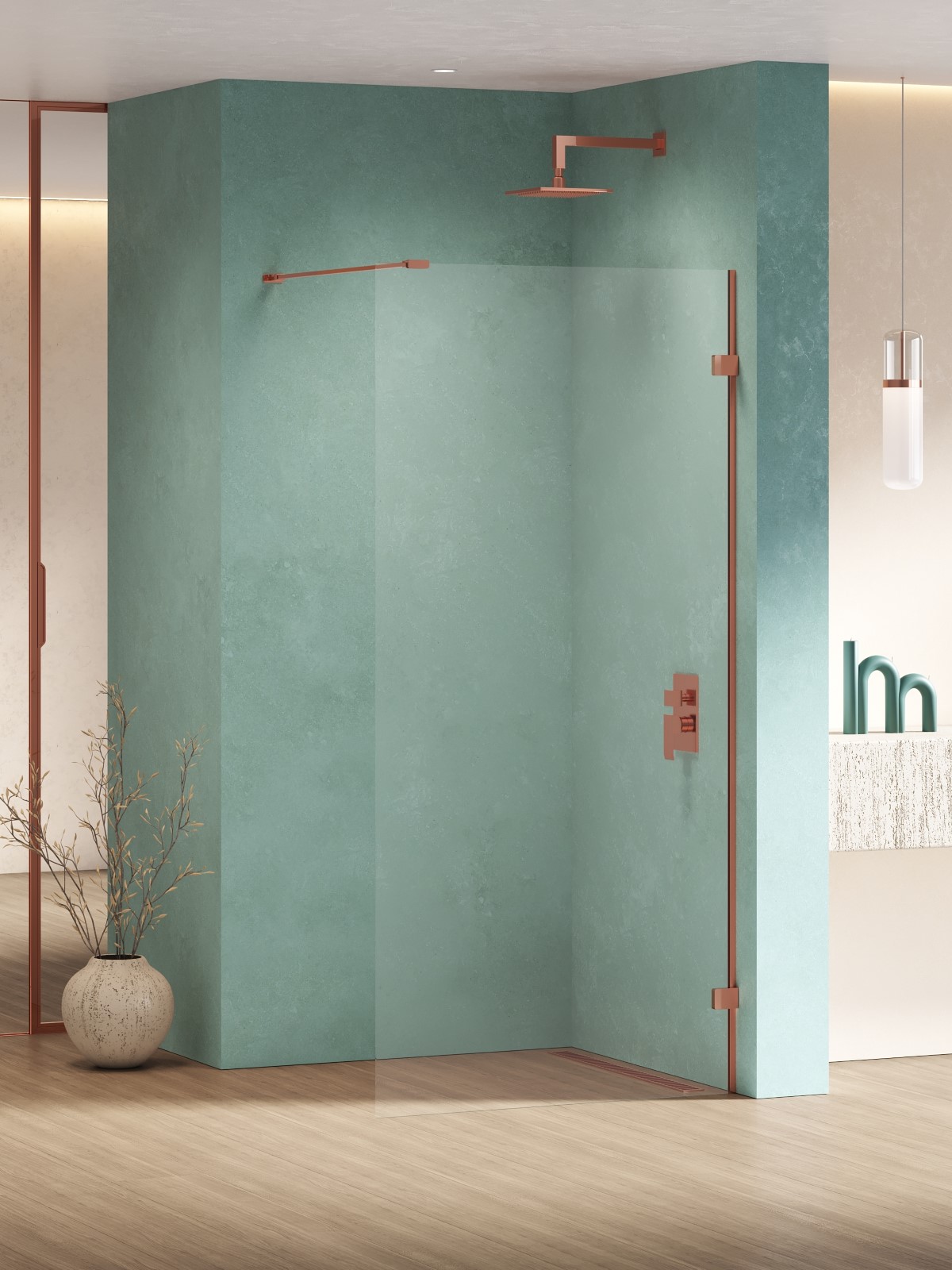 New Trendy Eventa Copper Shine stena sprchového kúta walk -in 160 cm medená lesklý/sklo priehľadné EXK-6529