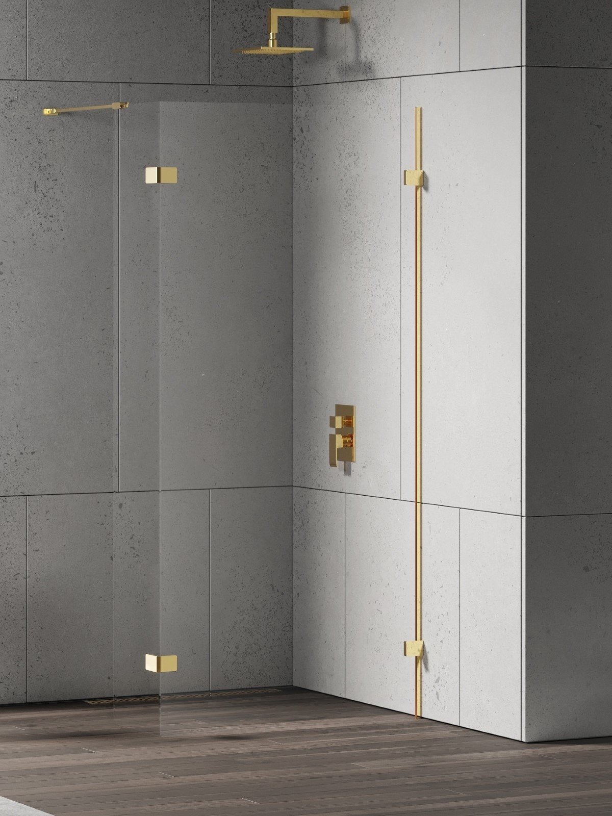 New Trendy Eventa Gold Shine stena sprchového kúta walk -in 90 cm zlatá lesklý/sklo priehľadné EXK-4852