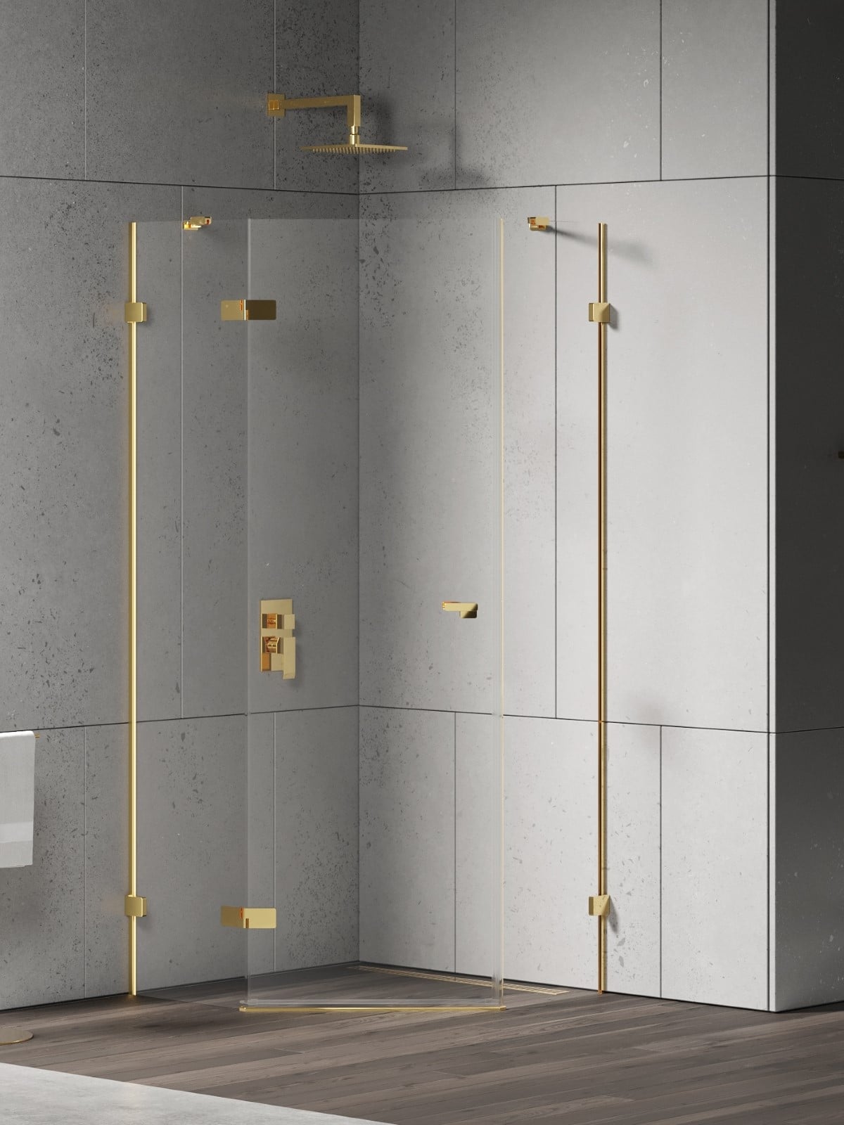New Trendy Eventa Gold Shine sprchovací kút 90x90 cm zlatá lesklé/priehľadné sklo EXK-4835