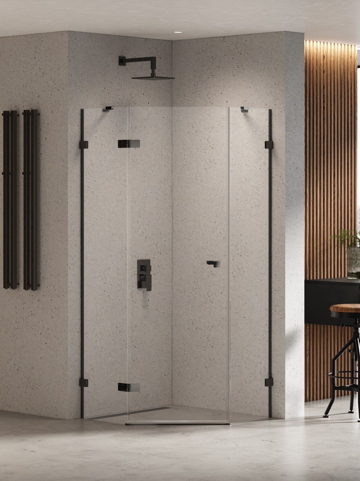 New Trendy Eventa Black Chrome sprchovací kút 90x90 cm čierna lesklé/priehľadné sklo EXK-6290