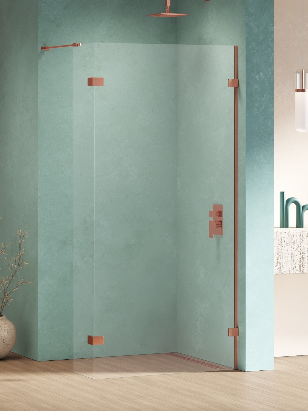 New Trendy Eventa Copper Shine stena sprchového kúta walk -in 70 cm medená lesklý/sklo priehľadné EXK-6532