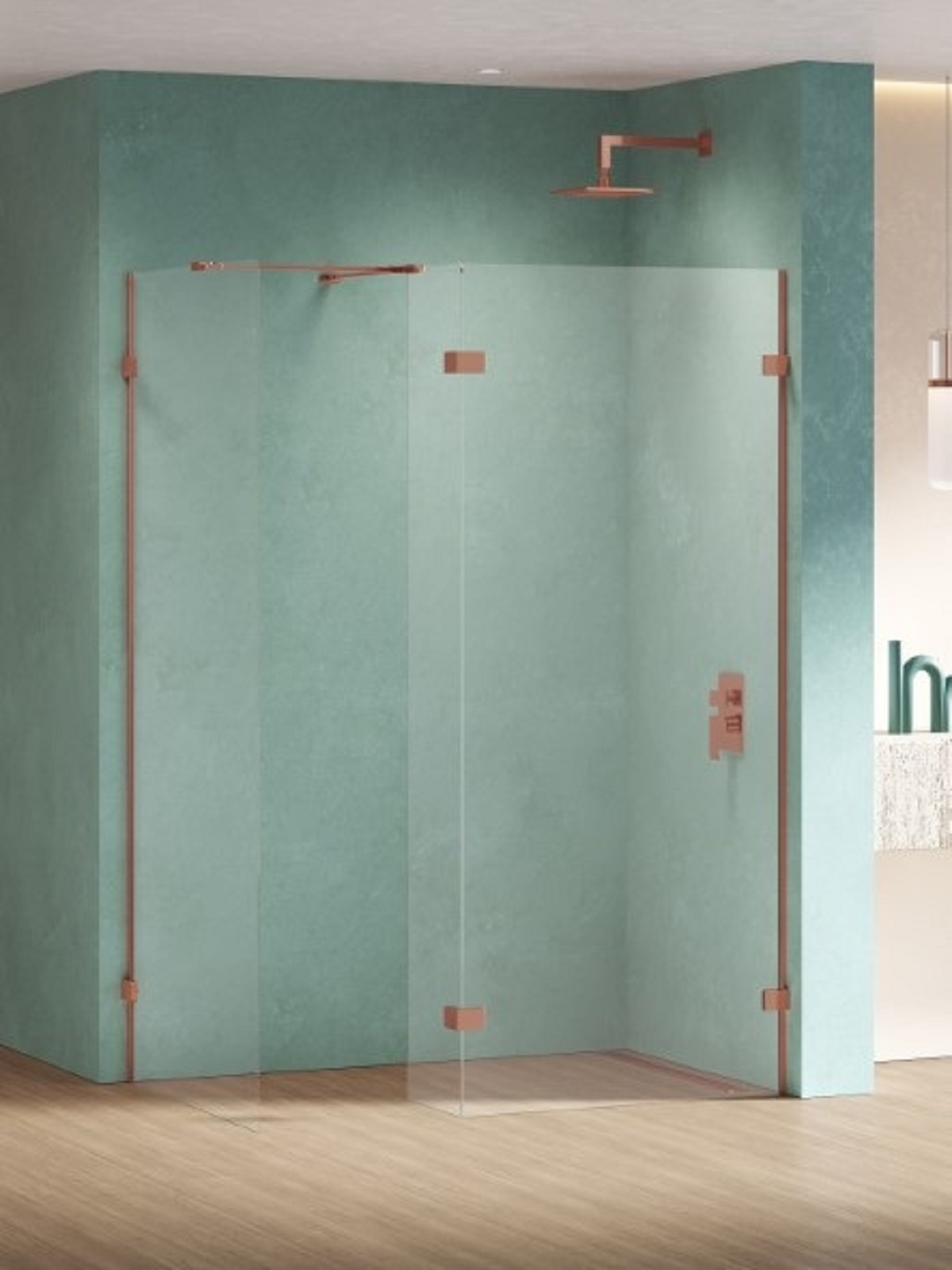 New Trendy Eventa Copper Shine stena sprchového kúta walk -in 140 cm medená lesklý/sklo priehľadné EXK-6551