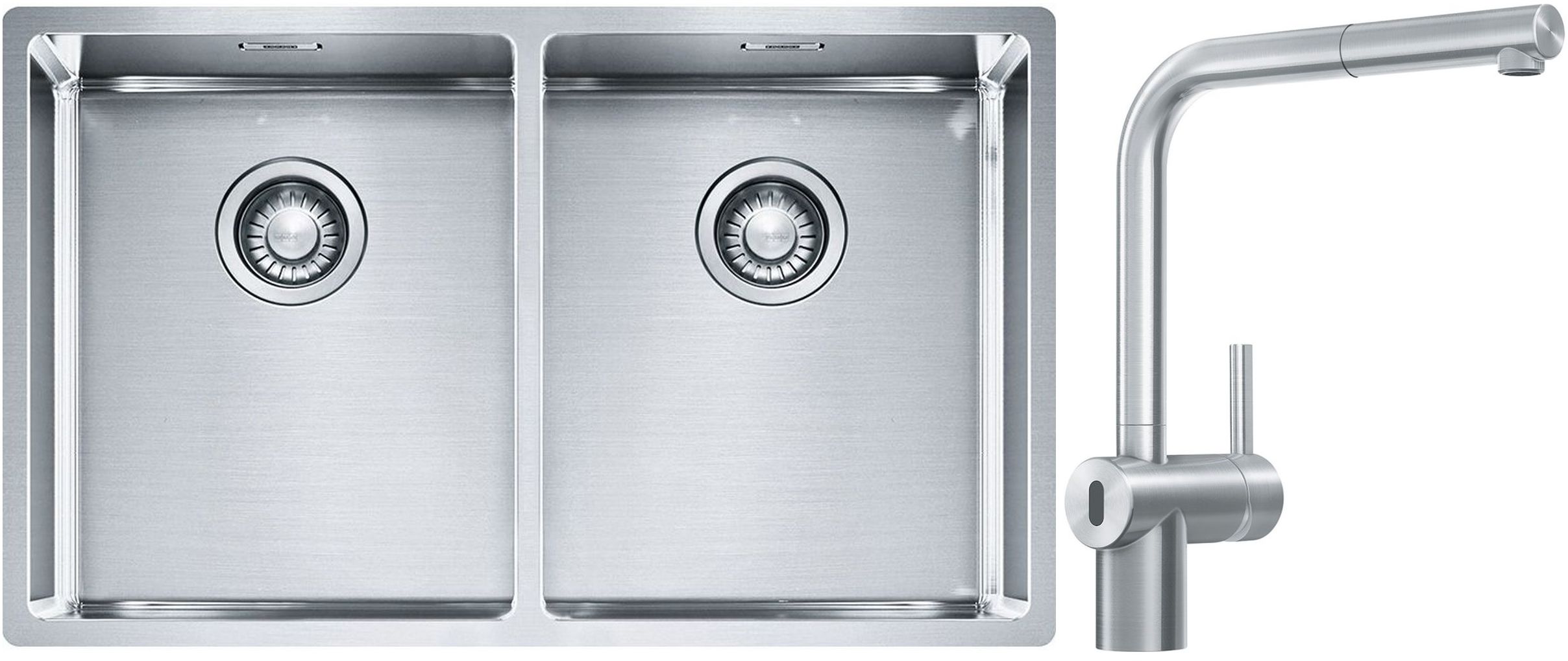 Súprava nerezový drez Franke Box 127.0370.188, kuchynská batéria Franke Atlas Neo Sensor 115.0625.523