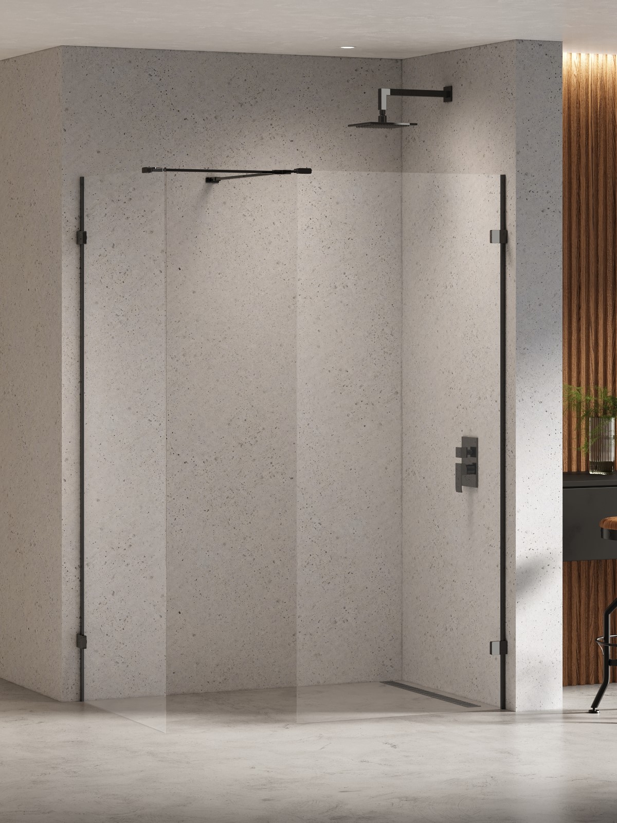 New Trendy Eventa Black Chrome sprchový kút walk-in 150x90 cm čierna lesklé/priehľadné sklo EXK-6345