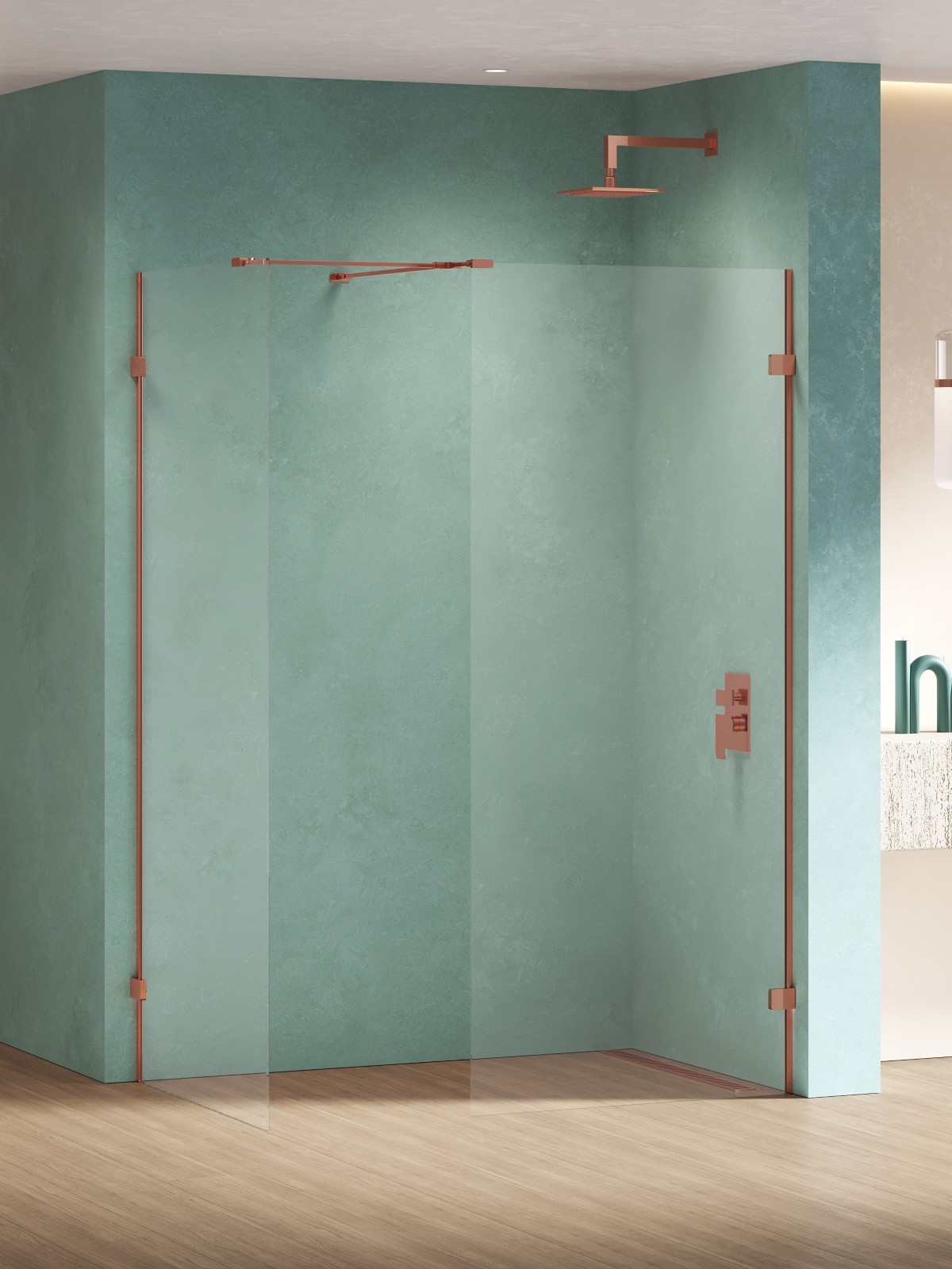 New Trendy Eventa Copper Shine sprchový kút walk-in 150x100 cm medená lesklé/priehľadné sklo EXK-6575