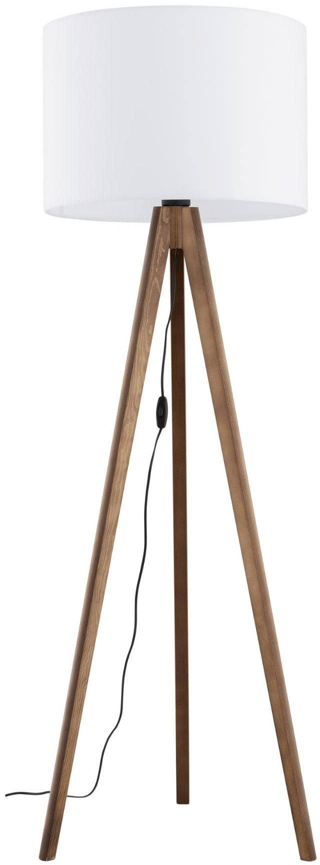 TK Lighting Grand stojaca lampa 1x15 W biela-drevo 16003