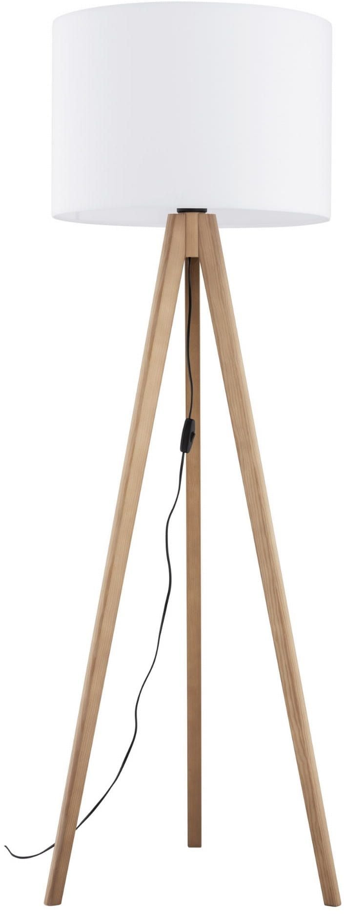 TK Lighting Grand stojaca lampa 1x15 W biela-drevo 16006