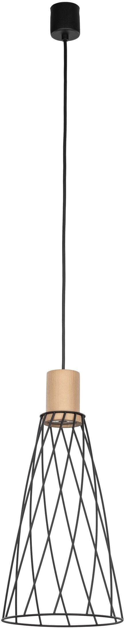 TK Lighting Modesto závesné svietidlo 1x10 W čierna-drevená 10157