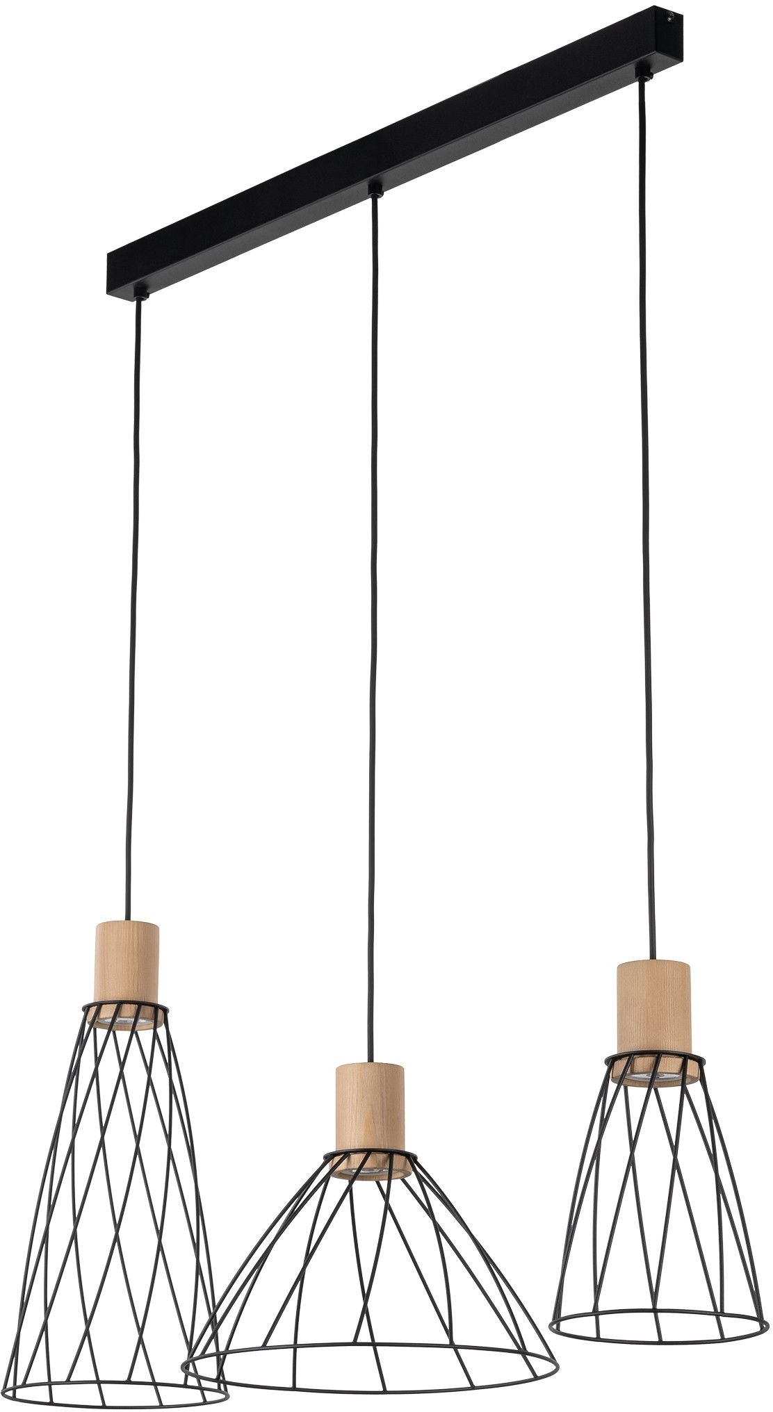 TK Lighting Modesto závesné svietidlo 3x10 W čierna-drevená 10158