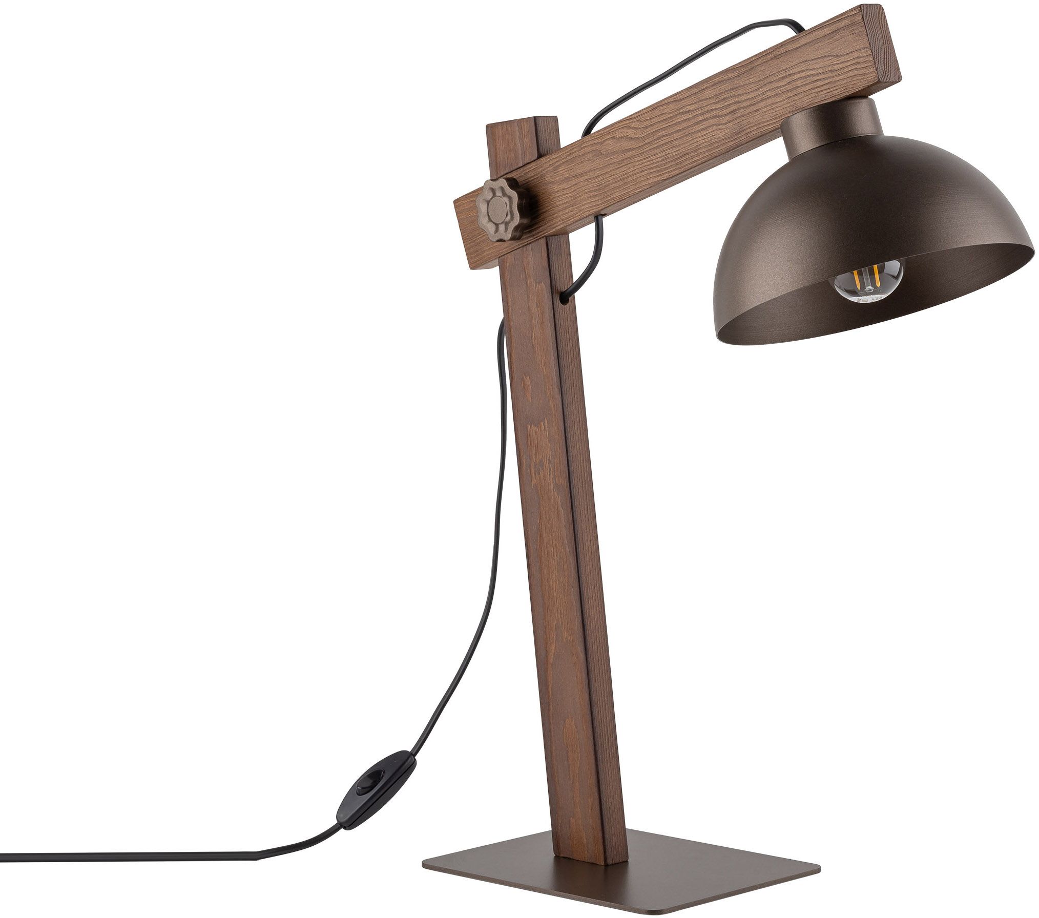 TK Lighting Oslo stolová lampa 1x15 W drevo-hnedá 5788