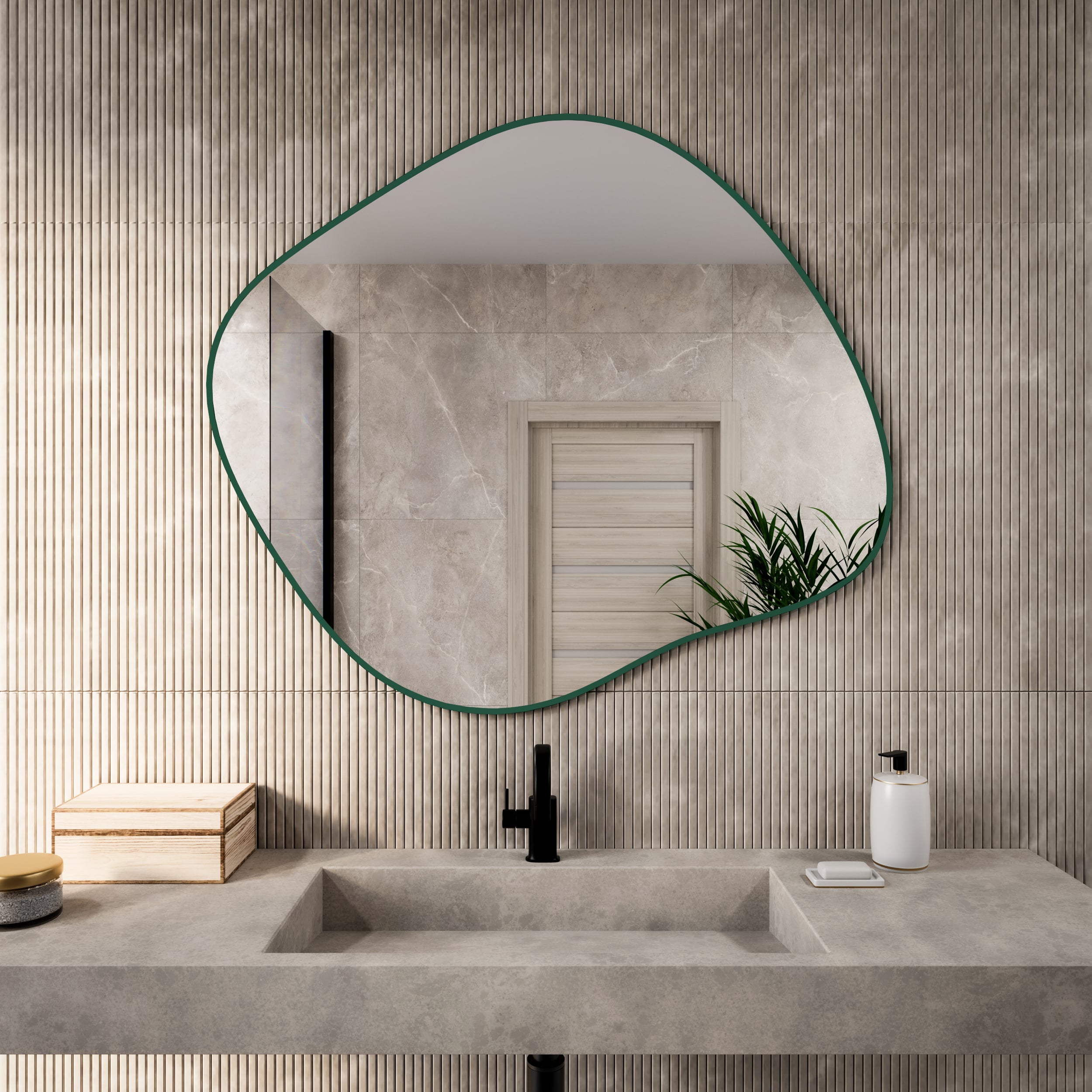 Baltica Design Tiny Border Stain III zrkadlo 50x43 cm zelená 5904107931906