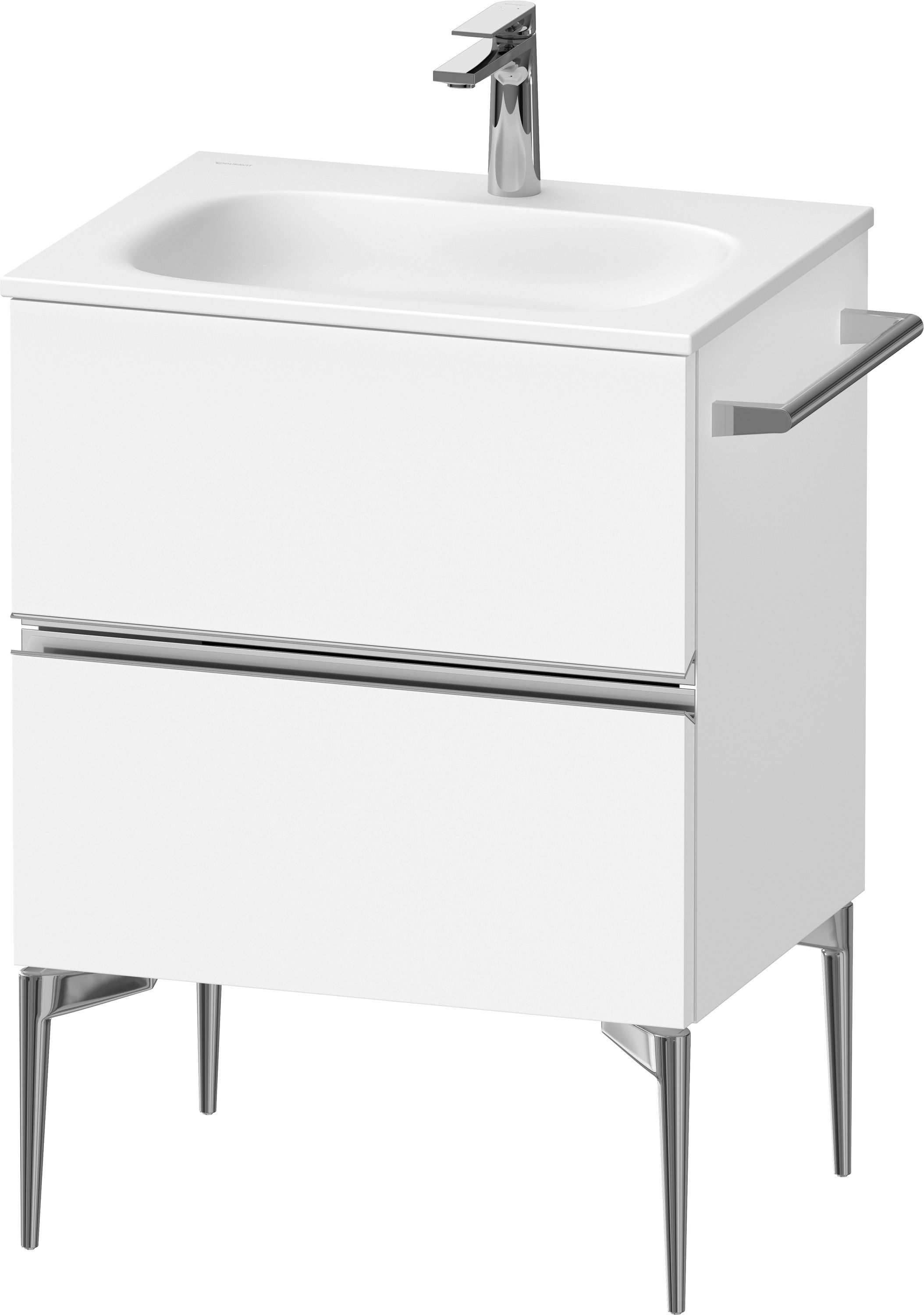 Duravit Sivida skrinka 61x47.7x59.2 cm závesná kúpeľňová skrinka pod umývadlo biela-chrómová SV4650010180000