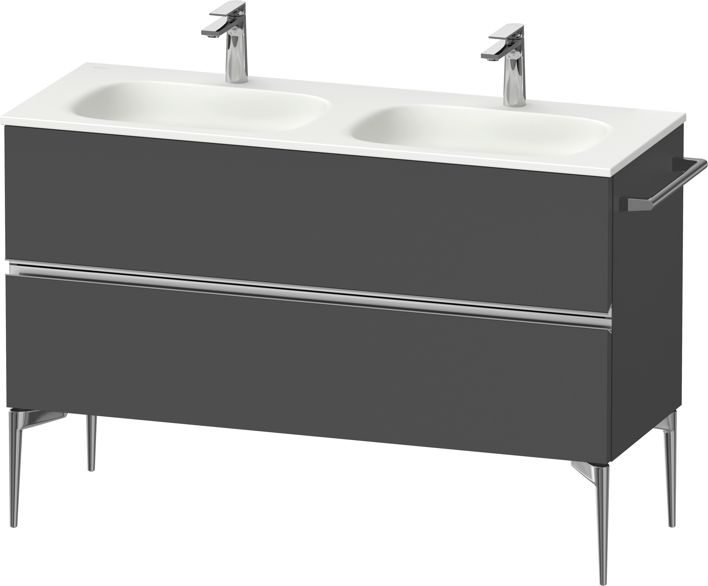 Duravit Sivida skrinka 128x47.7x59.2 cm závesná kúpeľňová skrinka pod umývadlo grafitová-chrómová SV4654010490000