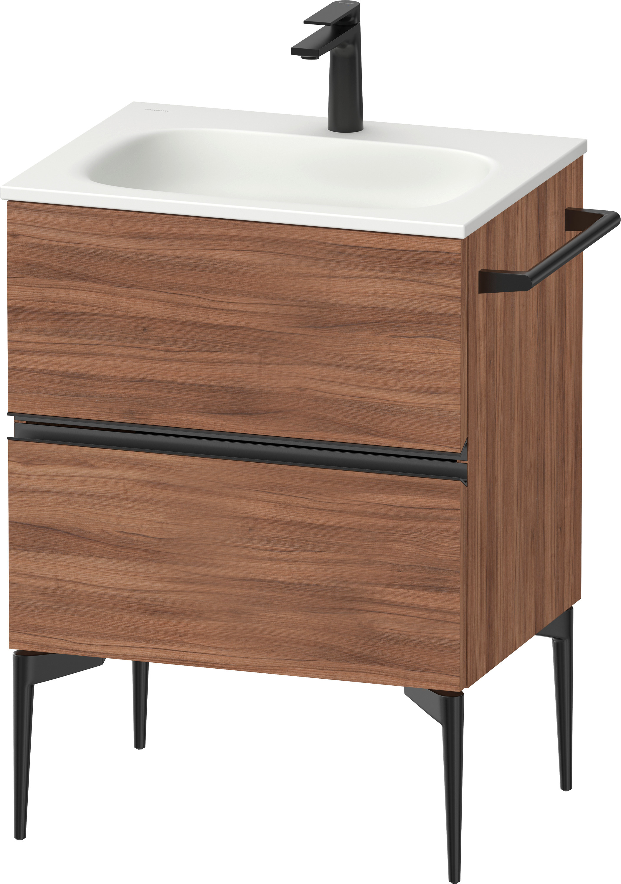 Duravit Sivida skrinka 61x47.7x59.2 cm závesná kúpeľňová skrinka pod umývadlo čierna-orech SV46500BD790000