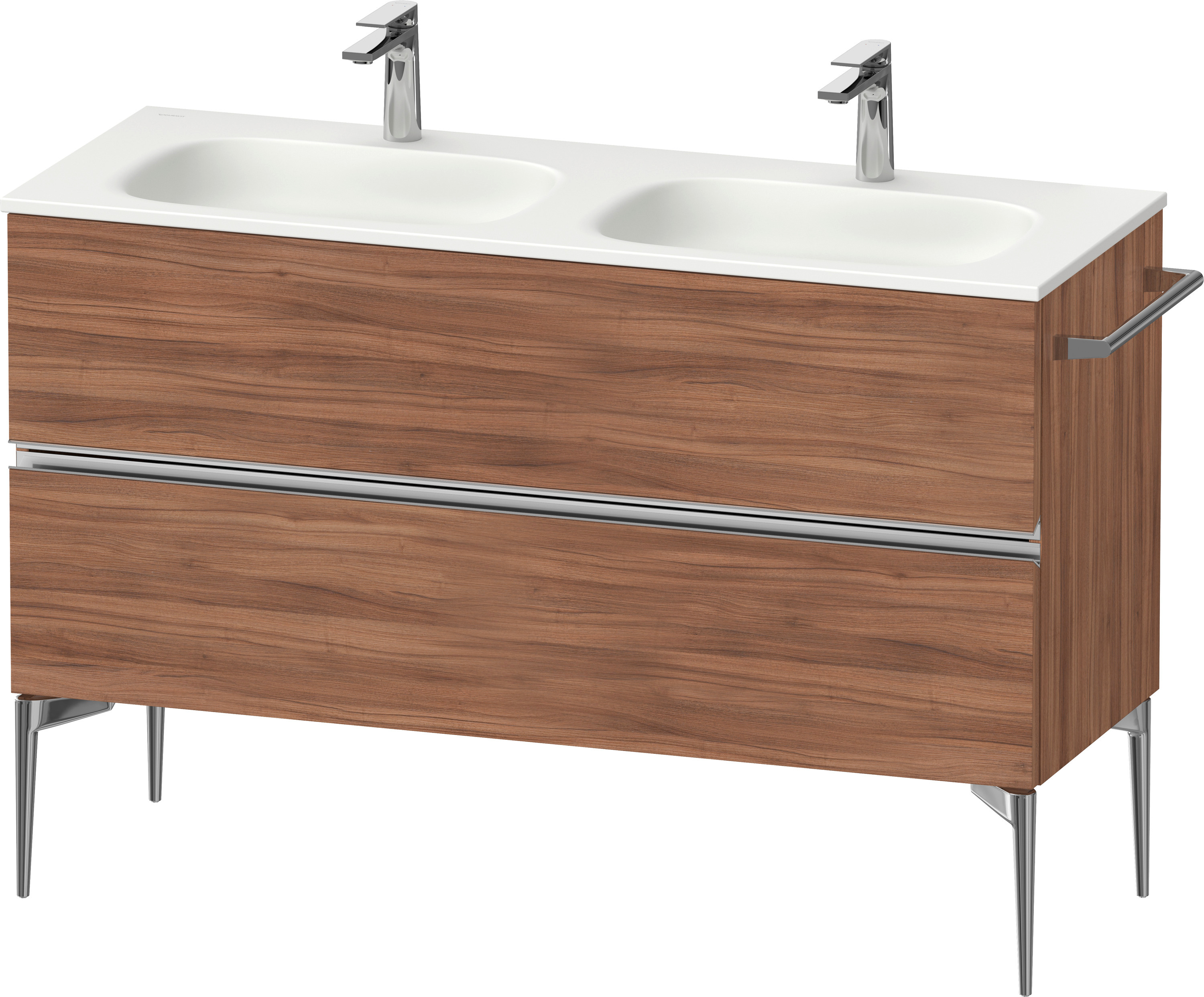 Duravit Sivida skrinka 128x47.7x59.2 cm závesná kúpeľňová skrinka pod umývadlo orech-chrómová SV4654010790000
