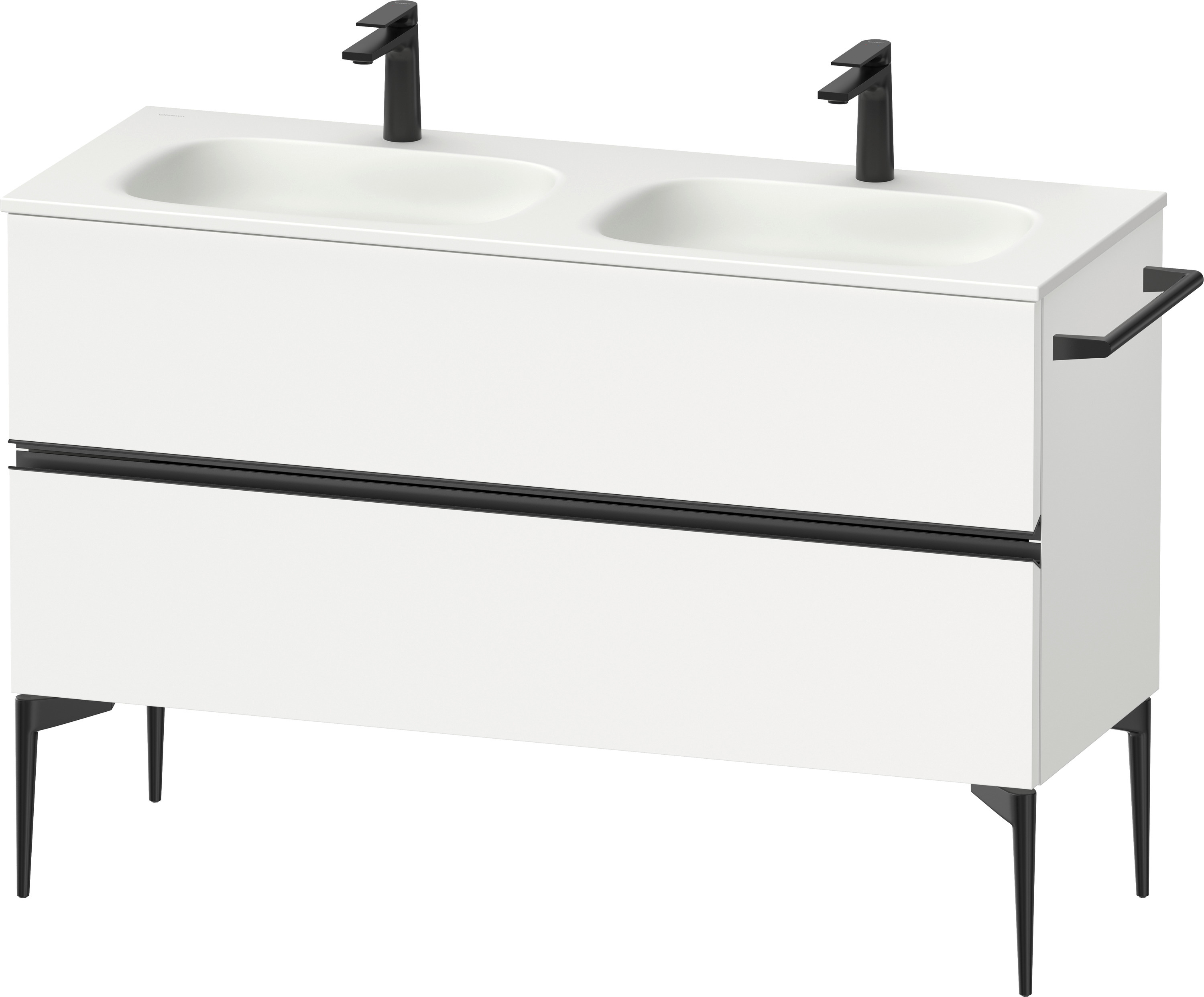 Duravit Sivida skrinka 128x47.7x59.2 cm závesná kúpeľňová skrinka pod umývadlo biela-čierna SV46540BD180000