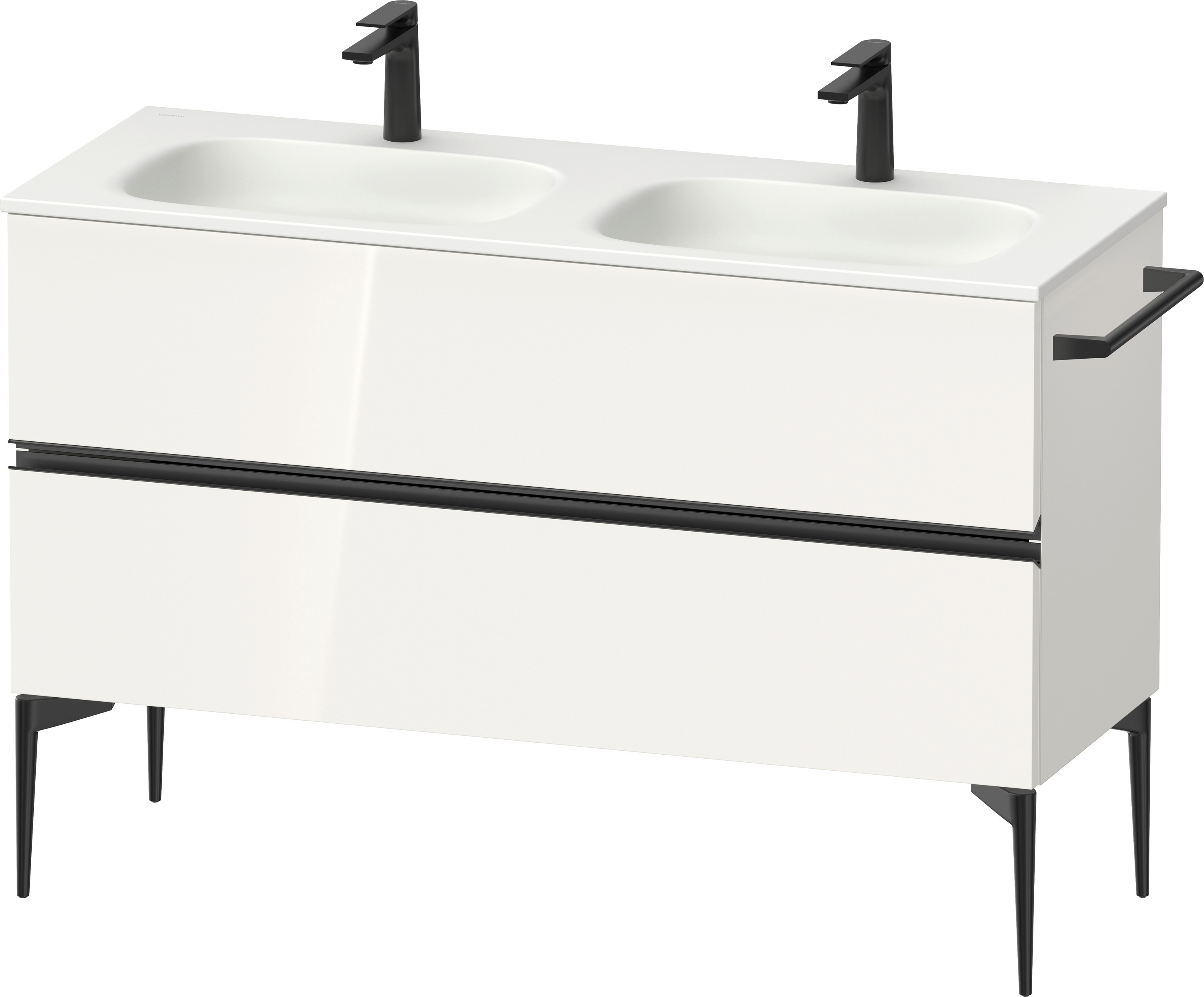 Duravit Sivida skrinka 128x47.7x59.2 cm závesná kúpeľňová skrinka pod umývadlo biela-čierna SV46540BD220000