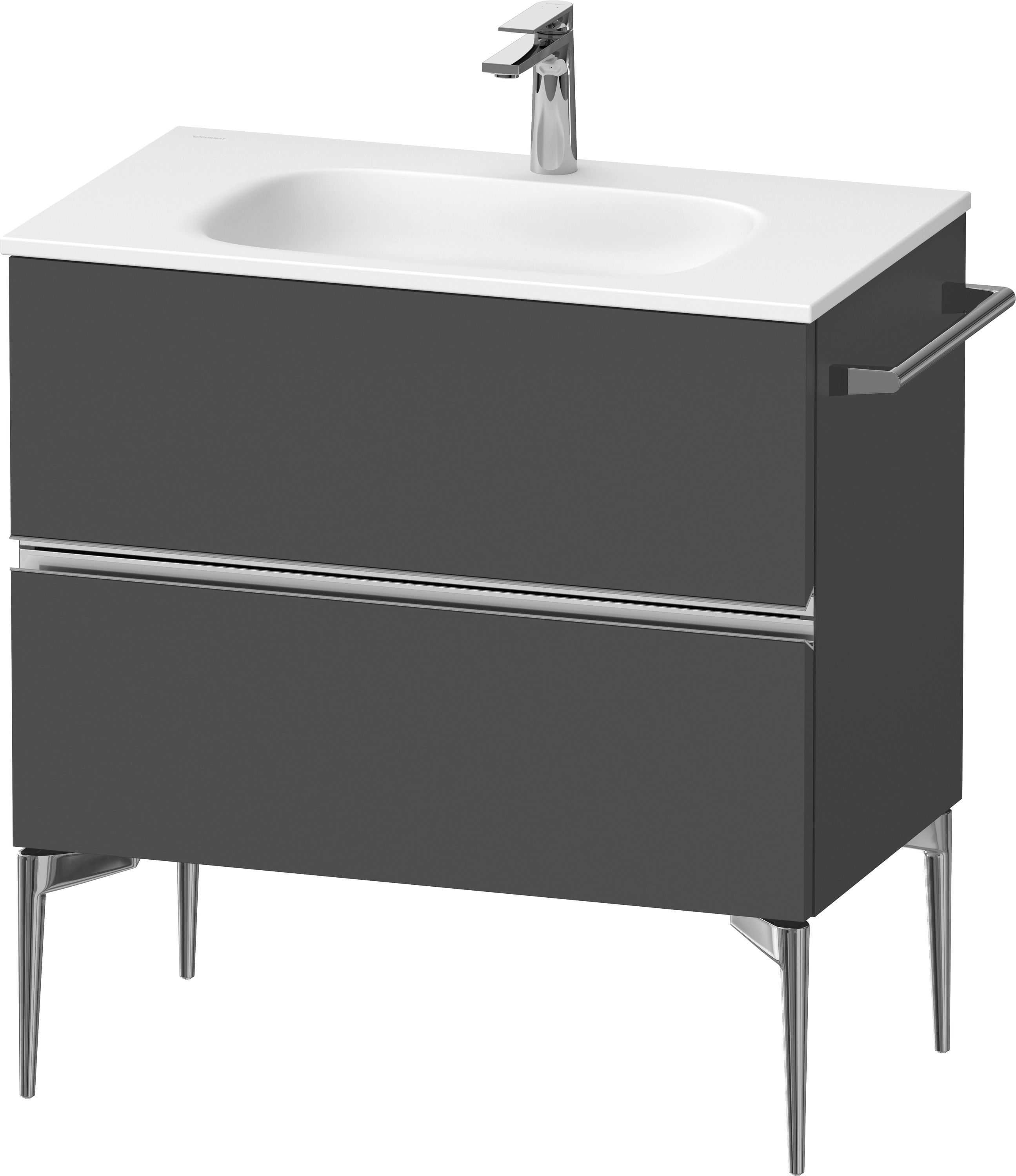 Duravit Sivida skrinka 81x47.7x59.2 cm závesná kúpeľňová skrinka pod umývadlo grafitová-chrómová SV4651010490000