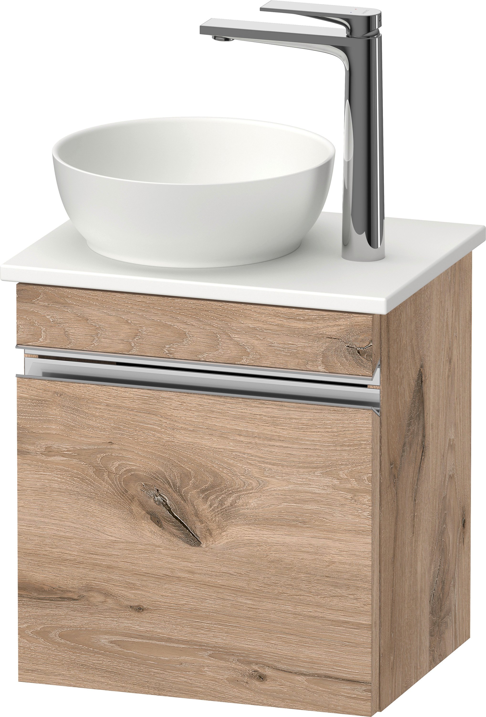 Duravit Sivida skrinka 40x32.5x44 cm závesná kúpeľňová skrinka pod umývadlo dub-chrómová SV4656L10550000