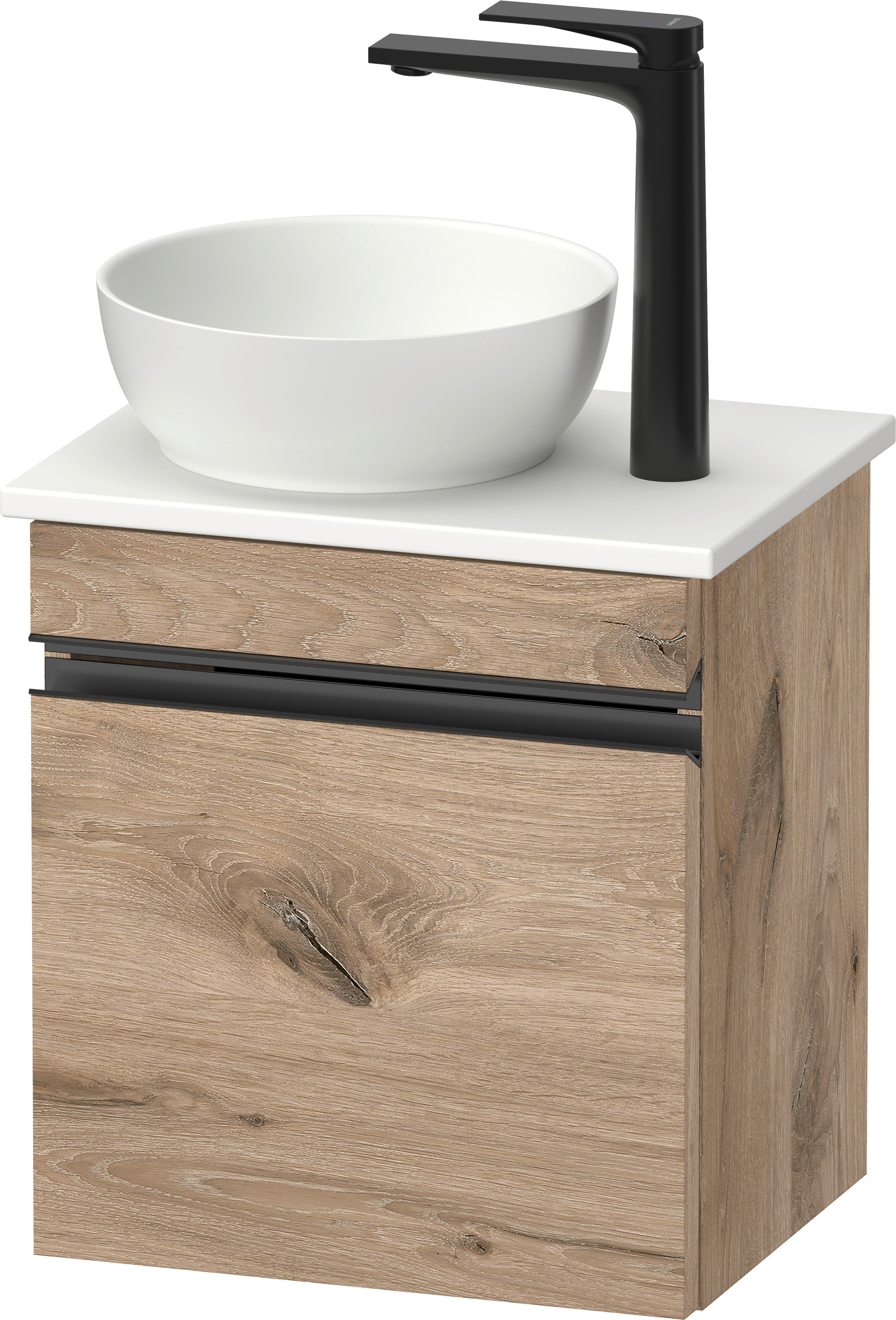 Duravit Sivida skrinka 40x32.5x44 cm závesná kúpeľňová skrinka pod umývadlo čierna-dub SV4656LBD550000