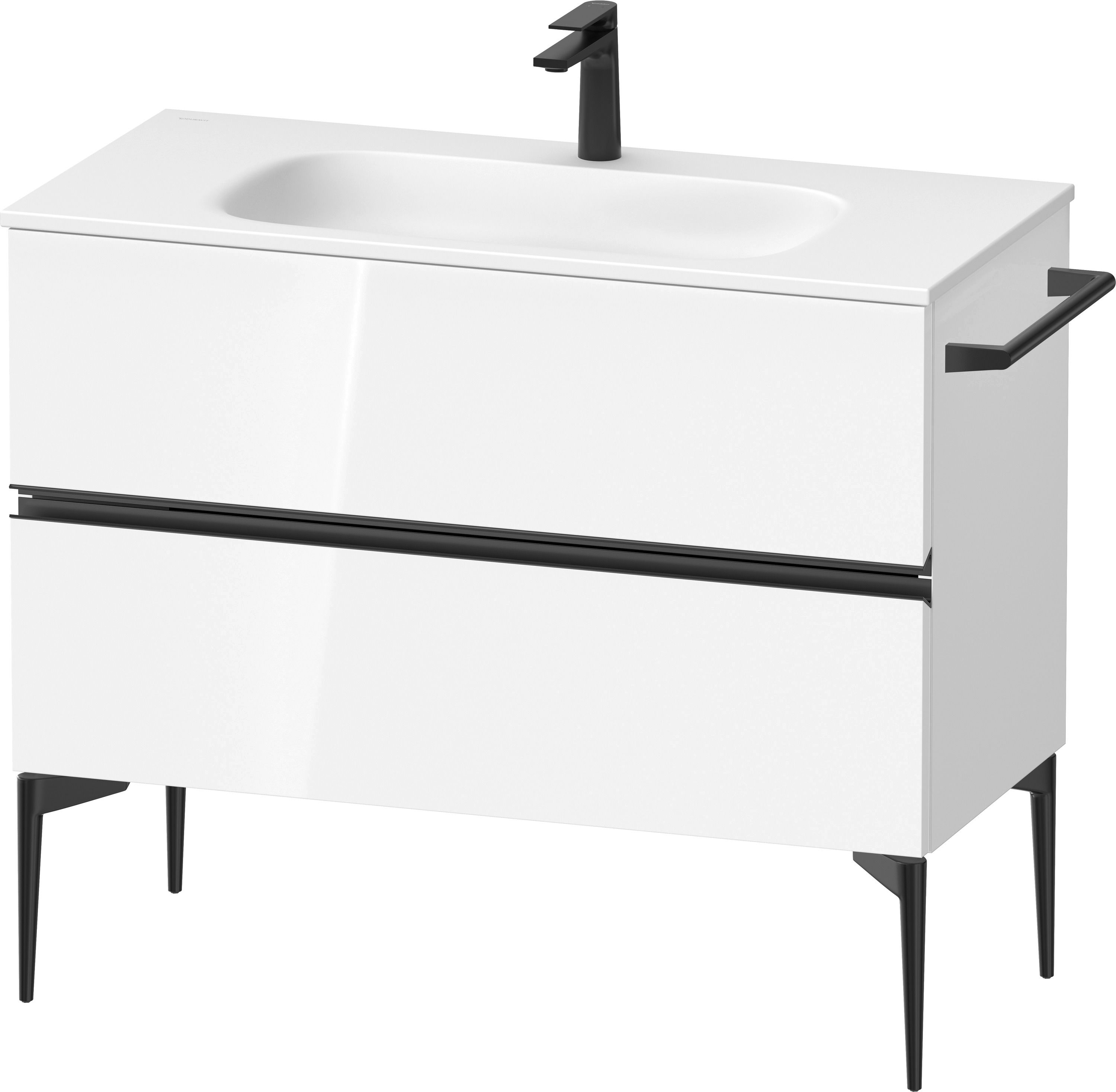 Duravit Sivida skrinka 101x47.7x59.2 cm závesná kúpeľňová skrinka pod umývadlo biela-čierna SV46520BD220000