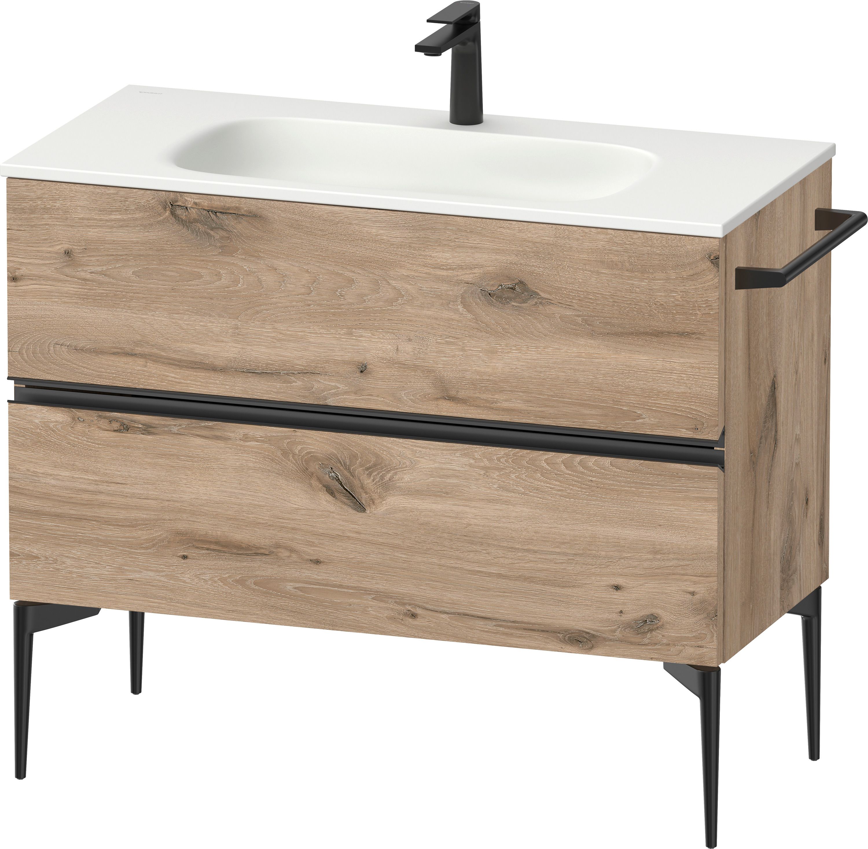 Duravit Sivida skrinka 101x47.7x59.2 cm závesná kúpeľňová skrinka pod umývadlo čierna-dub SV46520BD550000