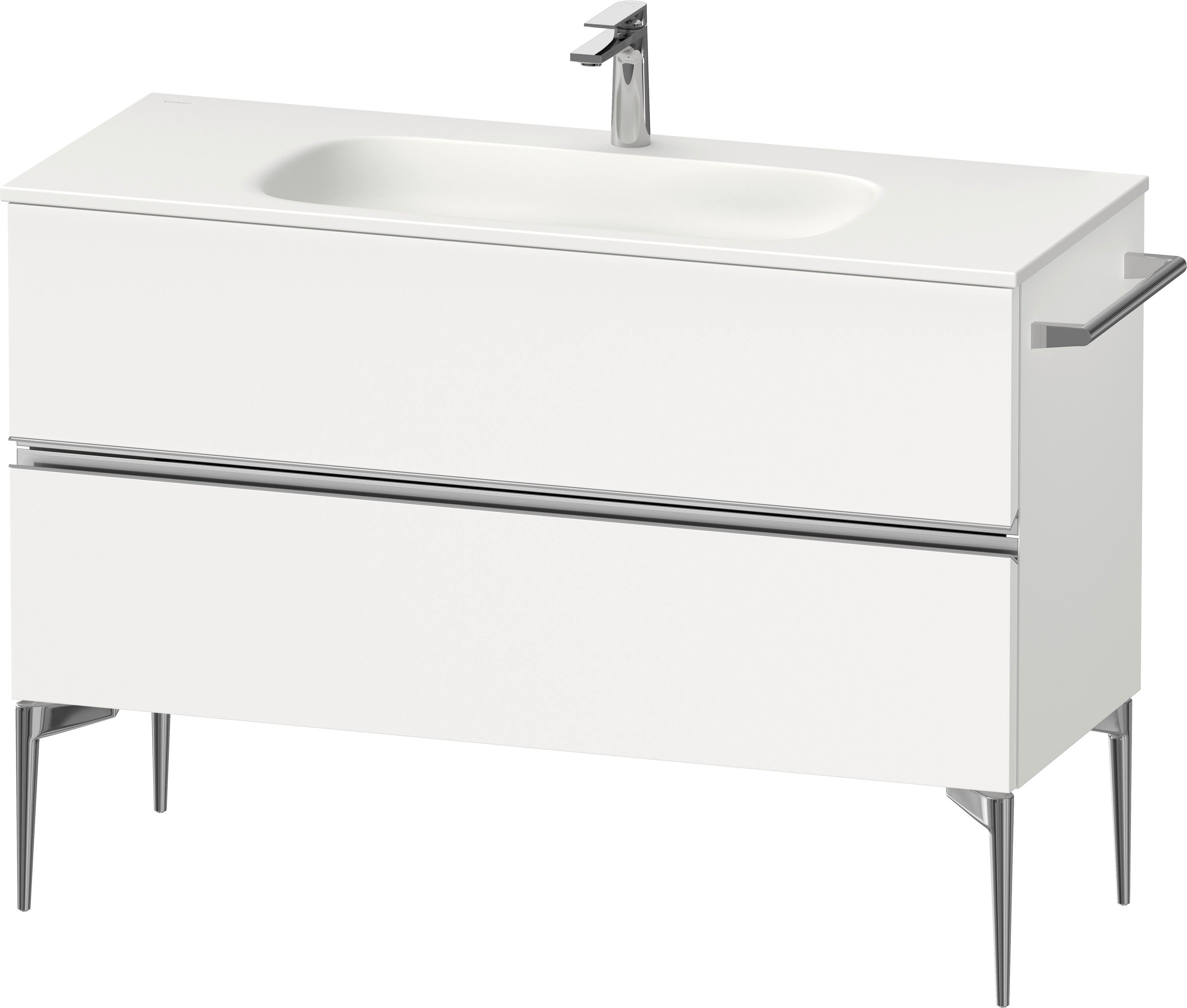 Duravit Sivida skrinka 121x47.7x59.2 cm závesná kúpeľňová skrinka pod umývadlo biela-chrómová SV4653010180000