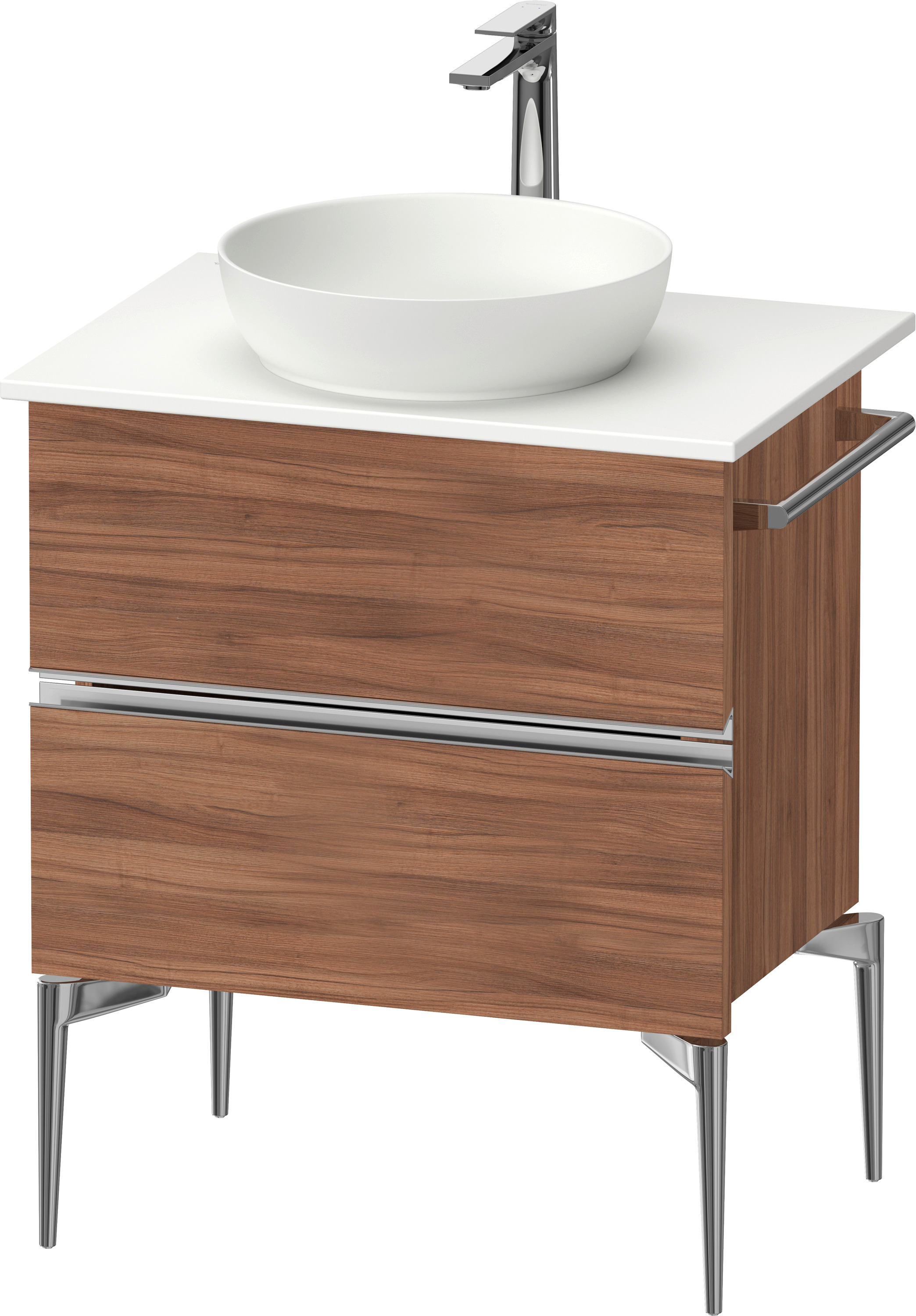 Duravit Sivida skrinka 64.5x47.5x54.8 cm závesná kúpeľňová skrinka pod umývadlo orech-chrómová SV4657010790000