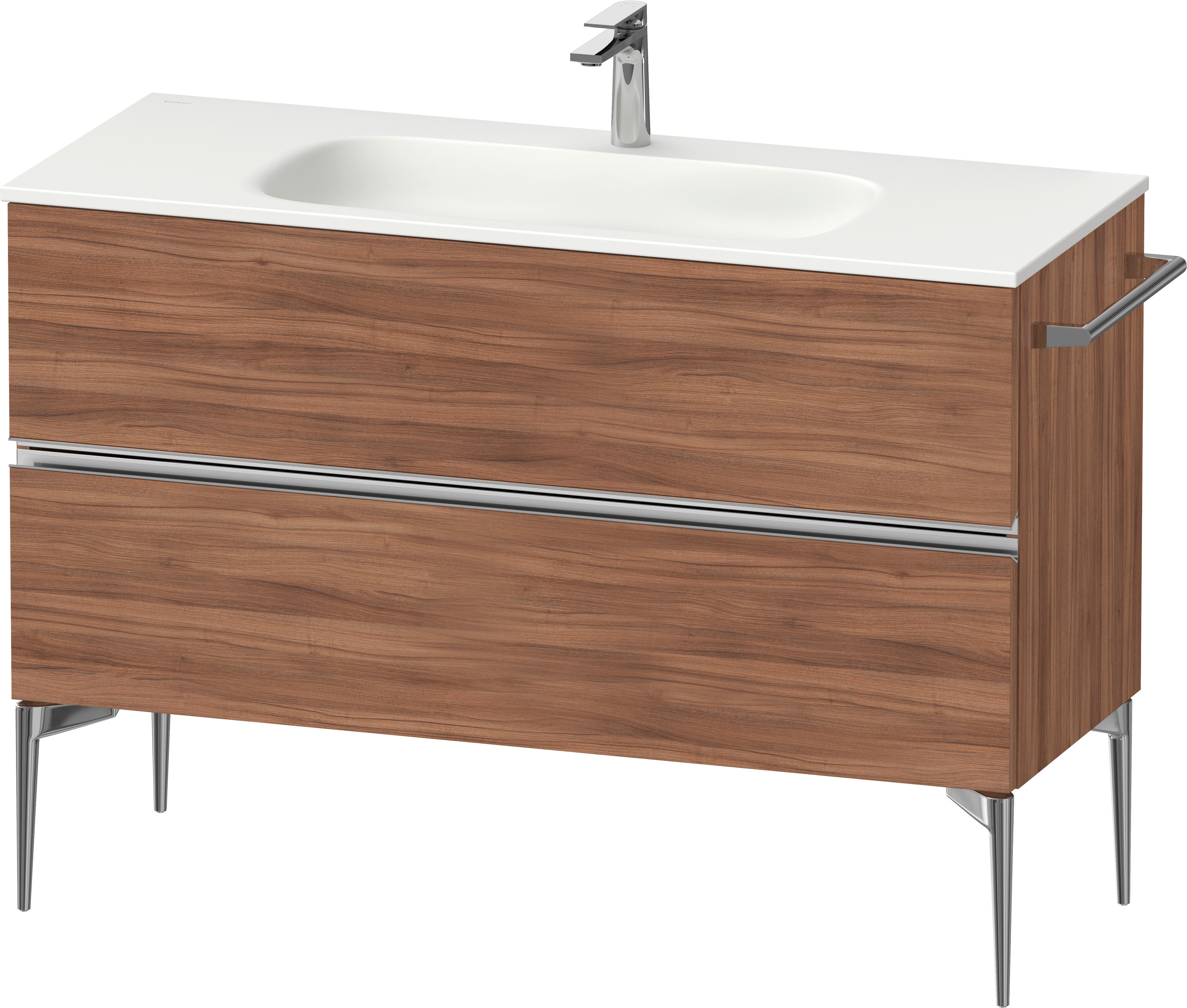 Duravit Sivida skrinka 121x47.7x59.2 cm závesná kúpeľňová skrinka pod umývadlo orech-chrómová SV4653010790000