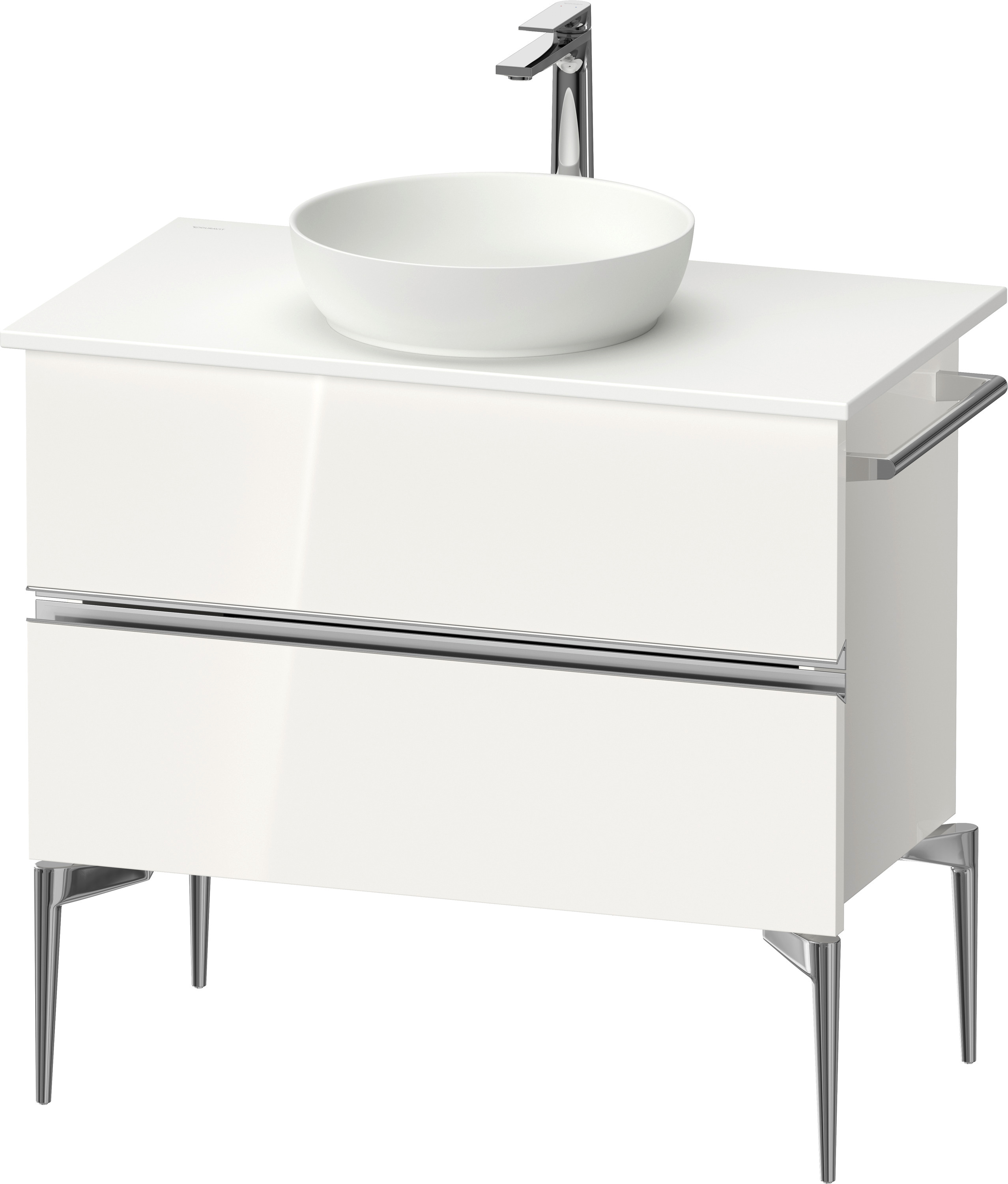 Duravit Sivida skrinka 84.5x47.5x54.8 cm závesná kúpeľňová skrinka pod umývadlo biela-chrómová SV4658010220000