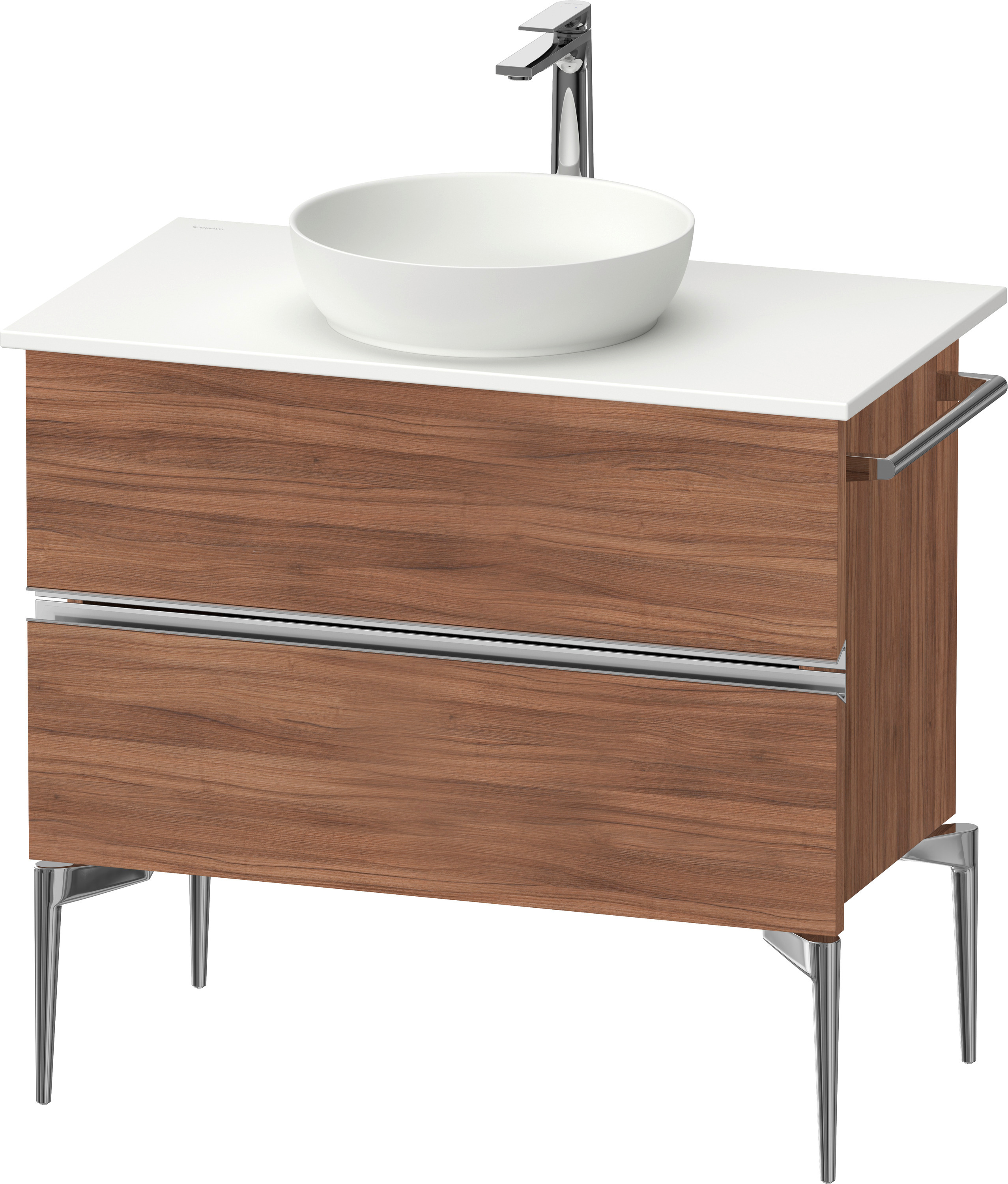 Duravit Sivida skrinka 84.5x47.5x54.8 cm závesná kúpeľňová skrinka pod umývadlo orech-chrómová SV4658010790000