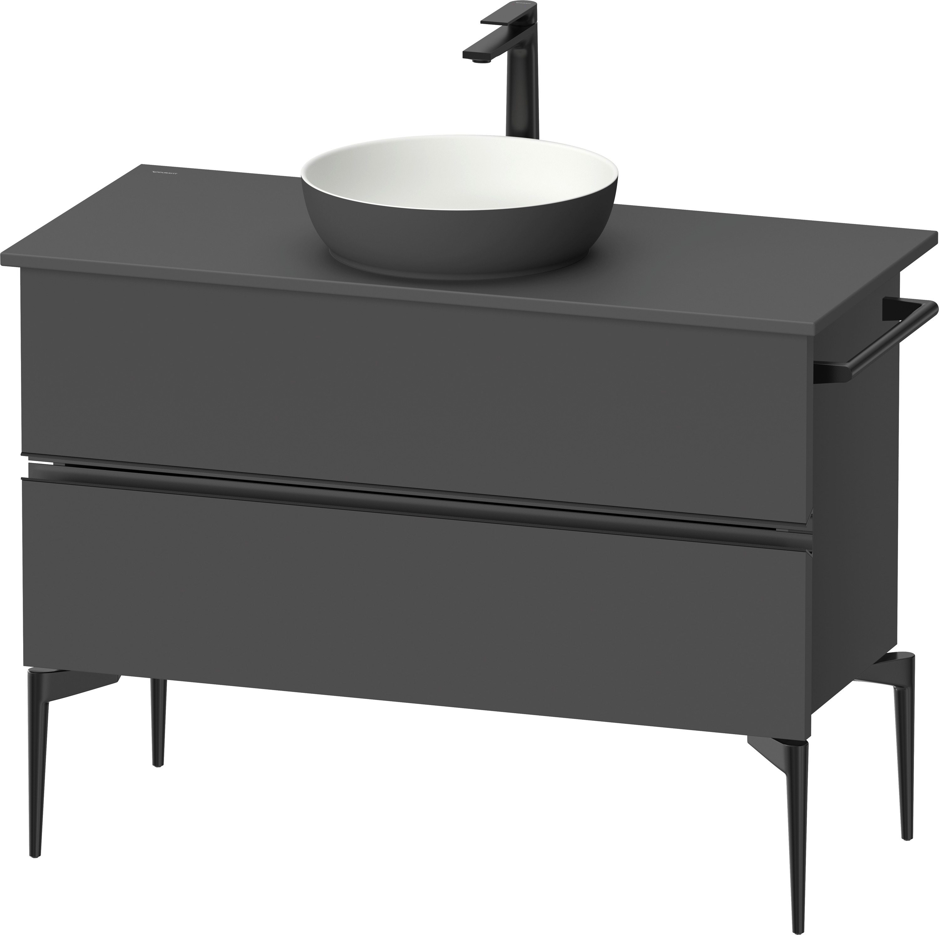 Duravit Sivida skrinka 104.5x47.5x54.8 cm závesná kúpeľňová skrinka pod umývadlo čierna-grafitová SV46590BD490000