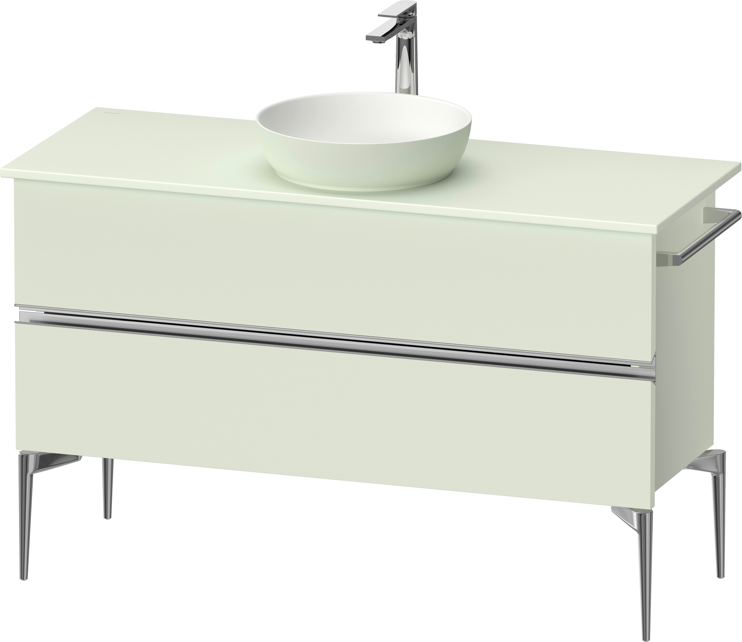 Duravit Sivida skrinka 124.5x47.5x54.8 cm závesná kúpeľňová skrinka pod umývadlo zelená-chrómová SV4660010HH0000