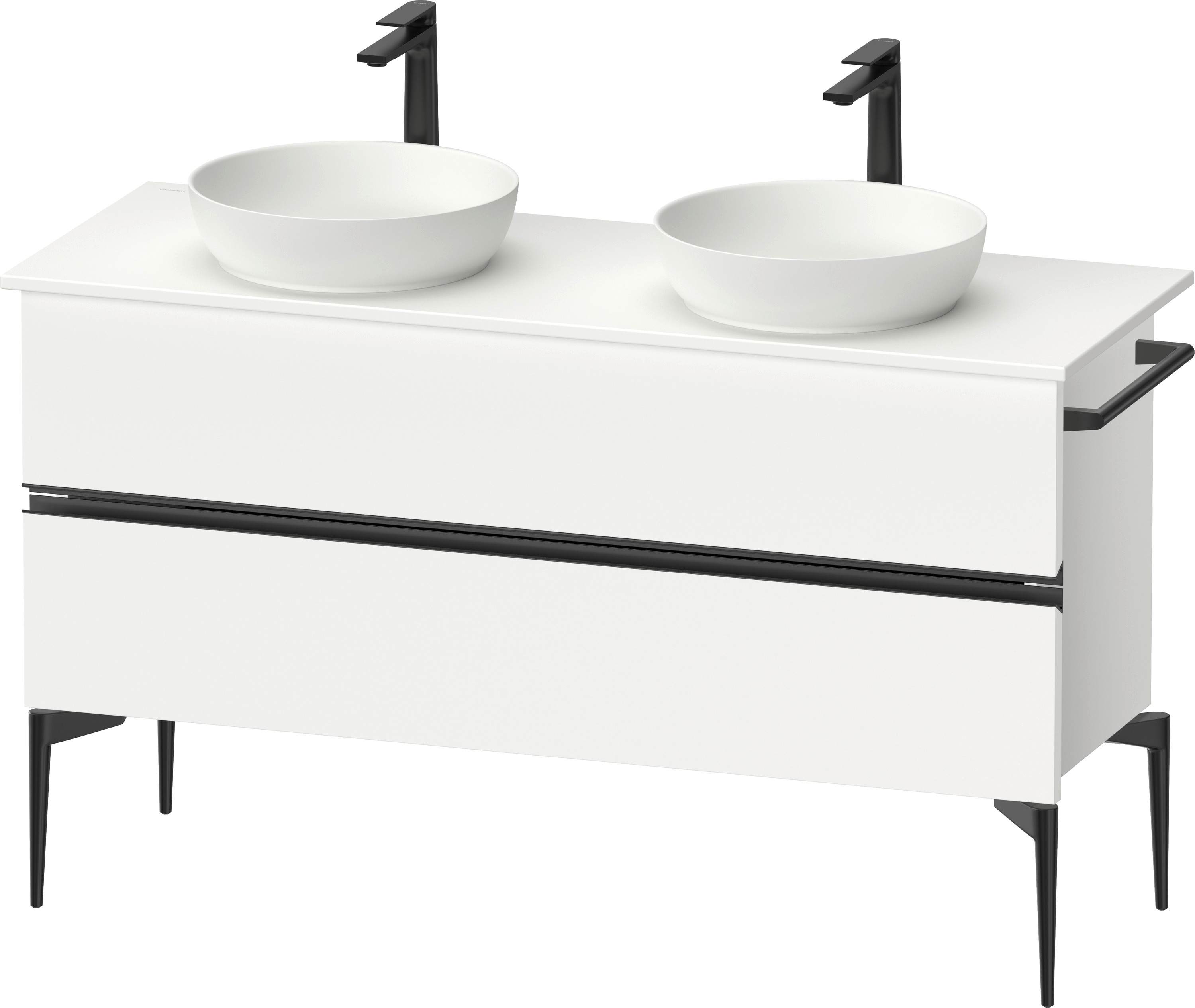 Duravit Sivida skrinka 131.5x47.5x54.8 cm závesná kúpeľňová skrinka pod umývadlo biela-čierna SV46610BD180000