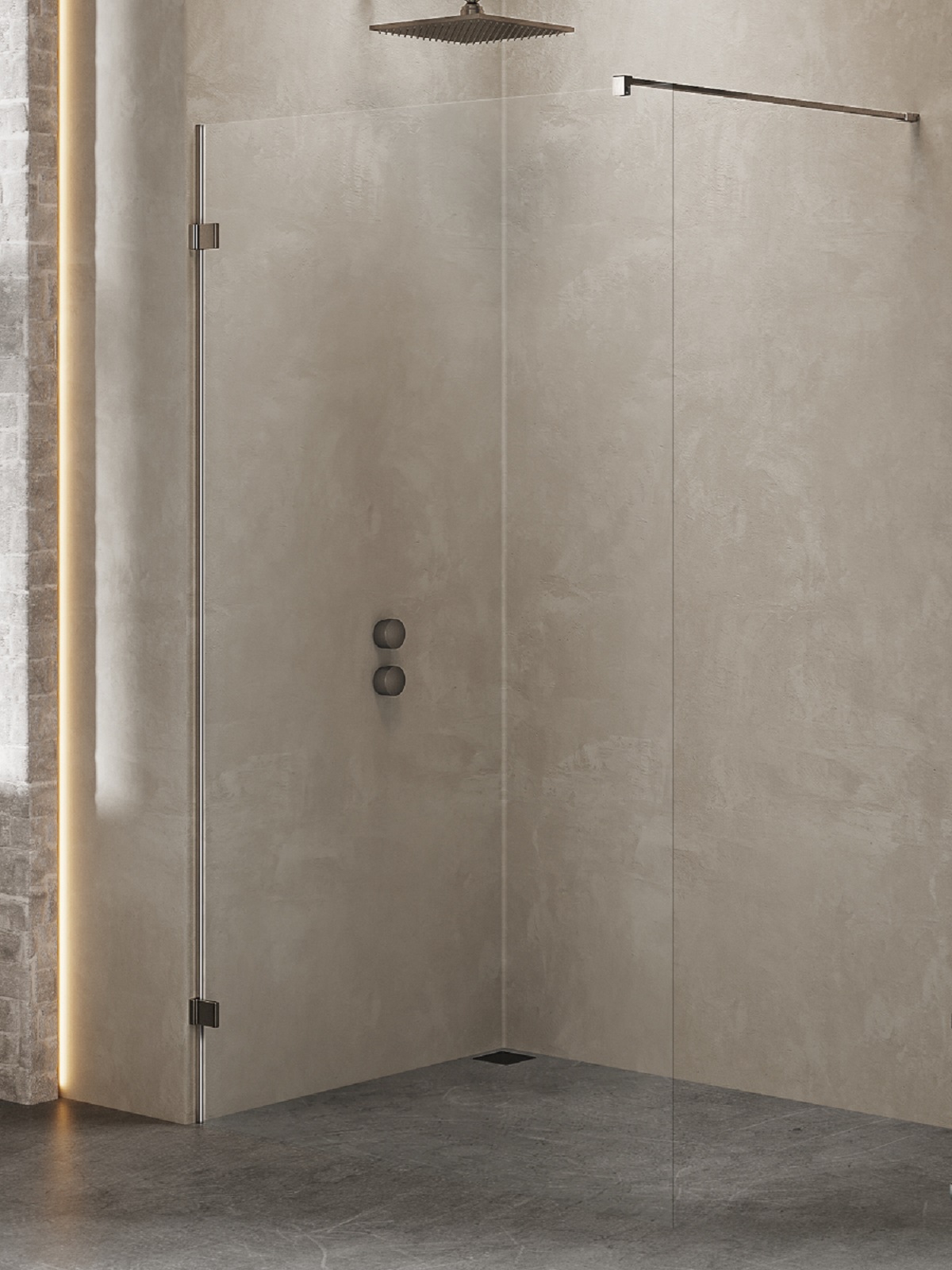 New Trendy Avexa Gunmetal Brushed stena sprchového kúta walk -in 80 cm brúsený/sklo priehľadné EXK-7101