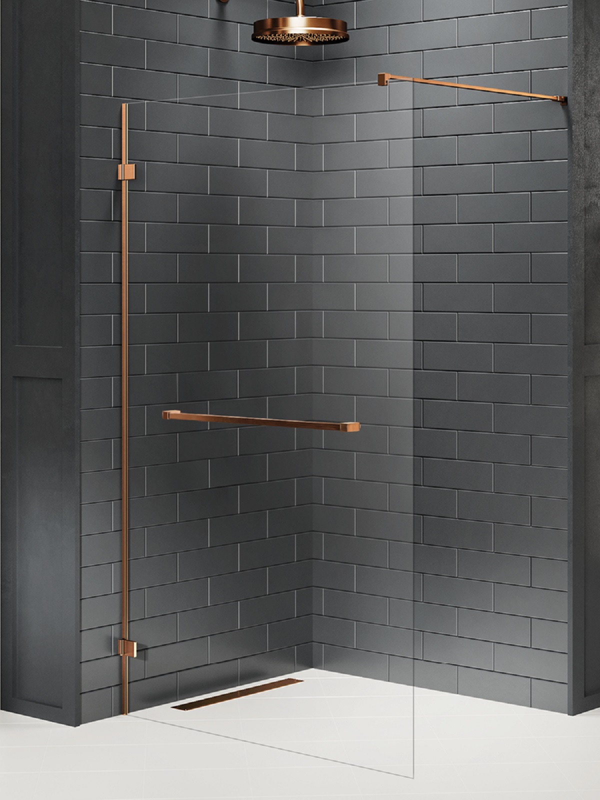 New Trendy Avexa Copper Brushed stena sprchového kúta walk -in 50 cm medená brúsený/sklo priehľadné EXK-7154