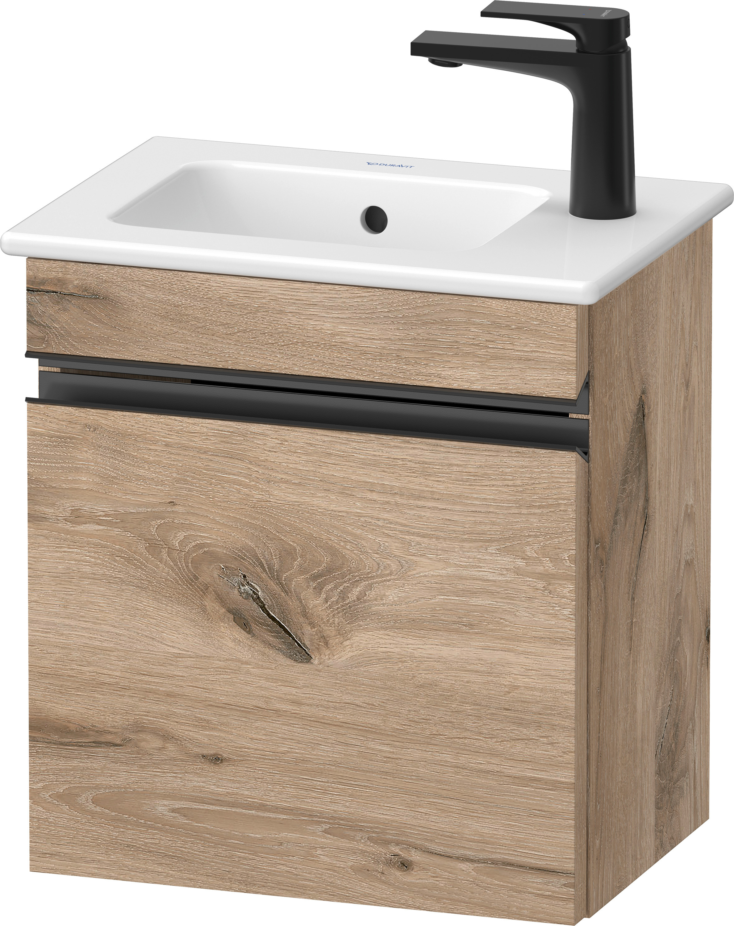 Duravit Sivida skrinka 40x28.7x44.3 cm závesná kúpeľňová skrinka pod umývadlo čierna-dub SV4642RBD550000