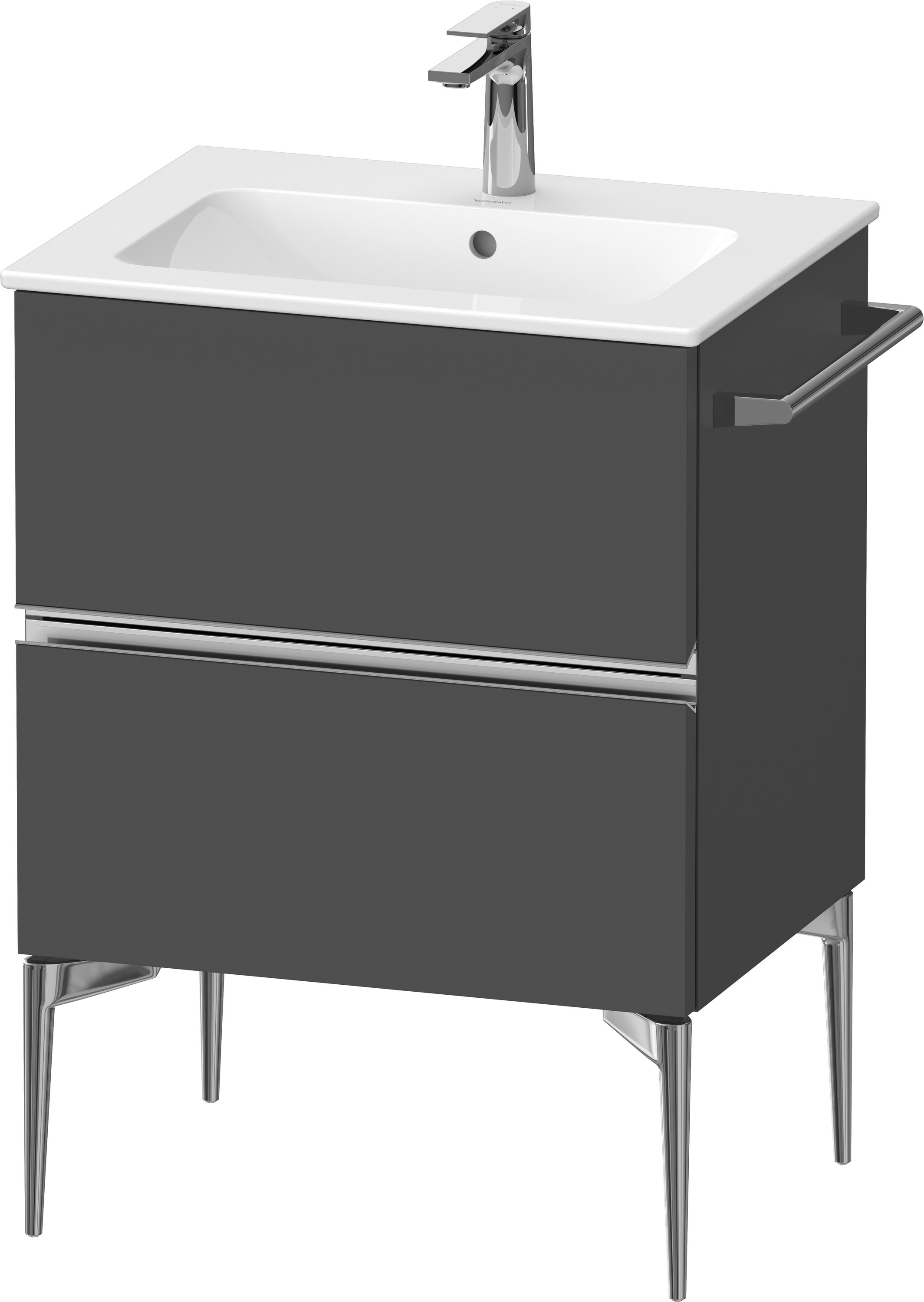 Duravit Sivida skrinka 61x47.7x59.1 cm závesná kúpeľňová skrinka pod umývadlo grafitová-chrómová SV4643010490000