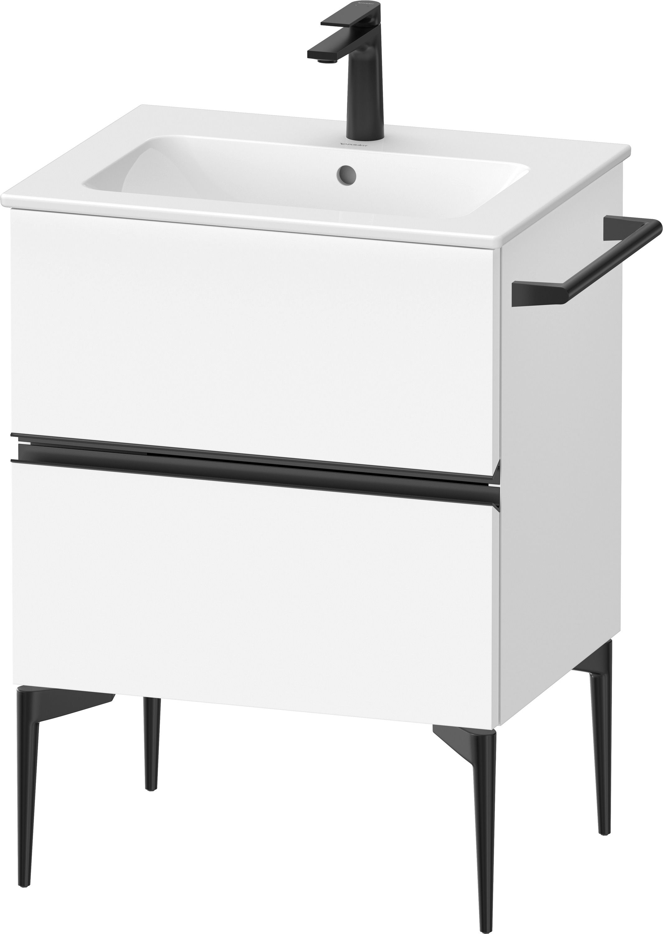 Duravit Sivida skrinka 61x47.7x59.1 cm závesná kúpeľňová skrinka pod umývadlo biela-čierna SV46430BD180000