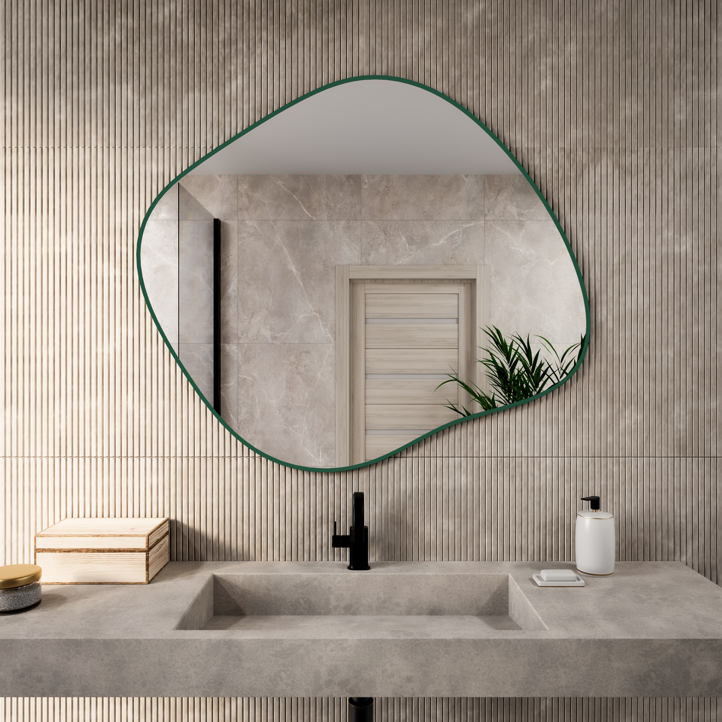 Baltica Design Tiny Border Stain III zrkadlo 90x77 cm zelená 5904107931944