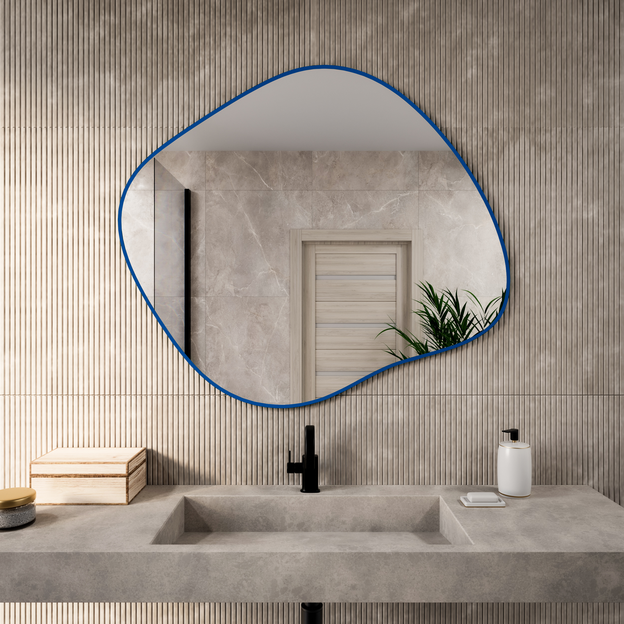 Baltica Design Tiny Border Stain III zrkadlo 50x43 cm modrá 5904107931845