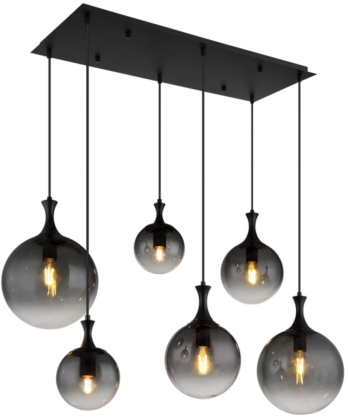 Globo Lighting Dalton závesné svietidlo 6x10 W čierna-dymová 15885-6H