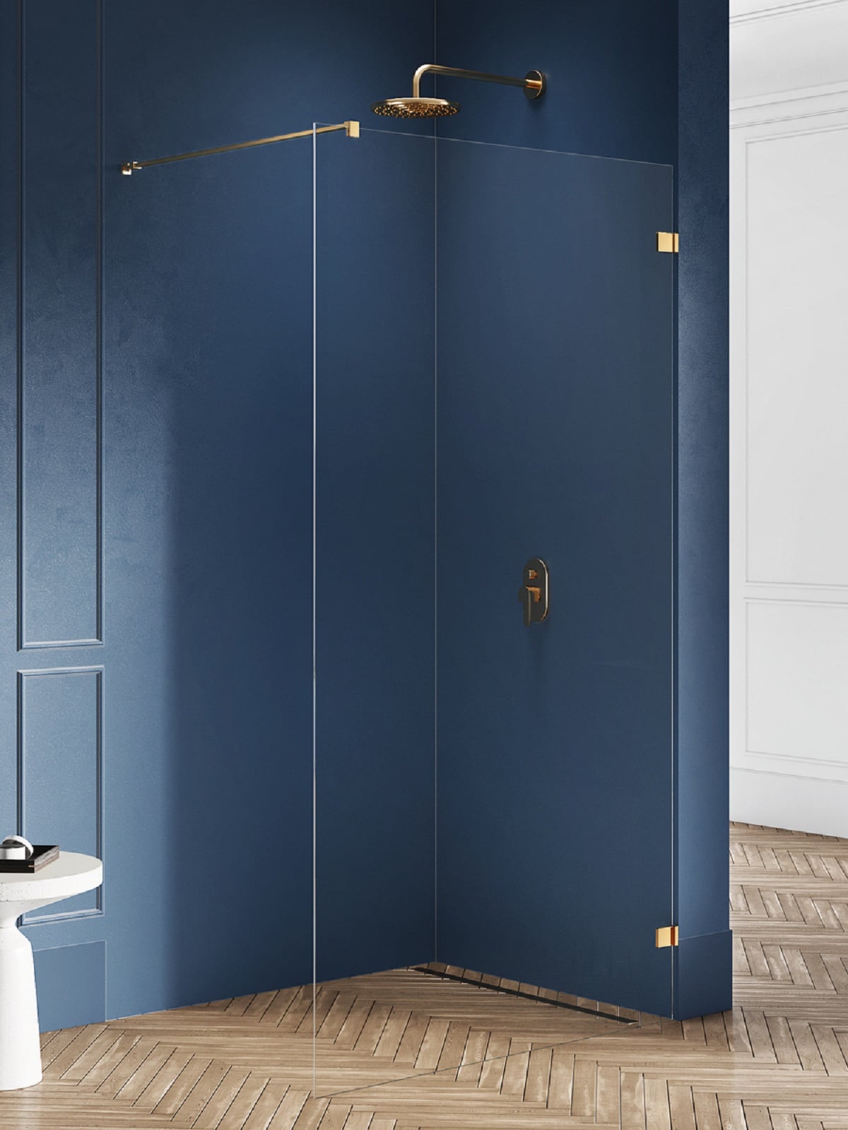 New Trendy Avexa Gold Brushed stena sprchového kúta walk -in 130 cm zlatá brúsený/sklo priehľadné EXK-7018