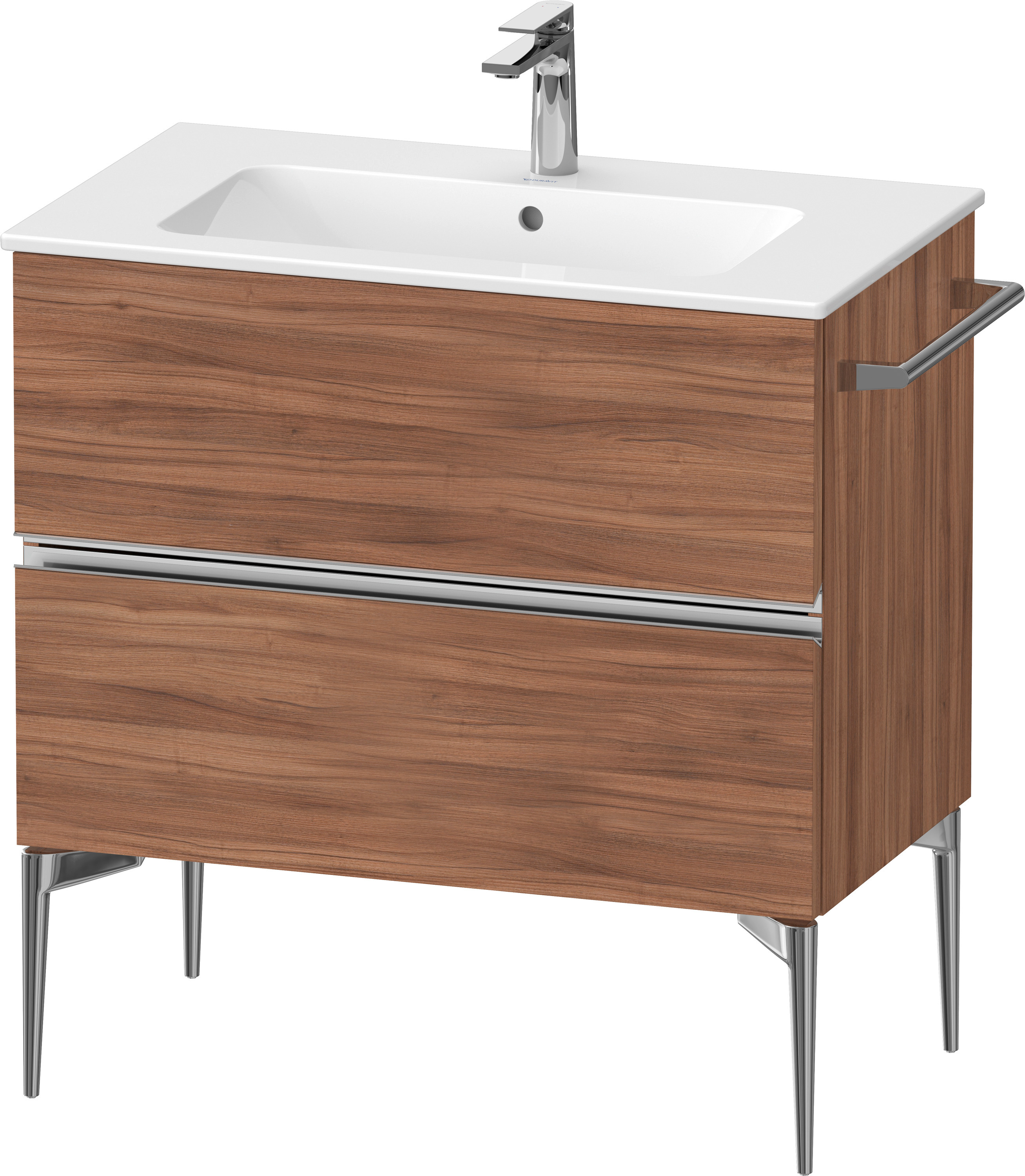 Duravit Sivida skrinka 81x47.7x59.1 cm závesná kúpeľňová skrinka pod umývadlo orech-chrómová SV4644010790000